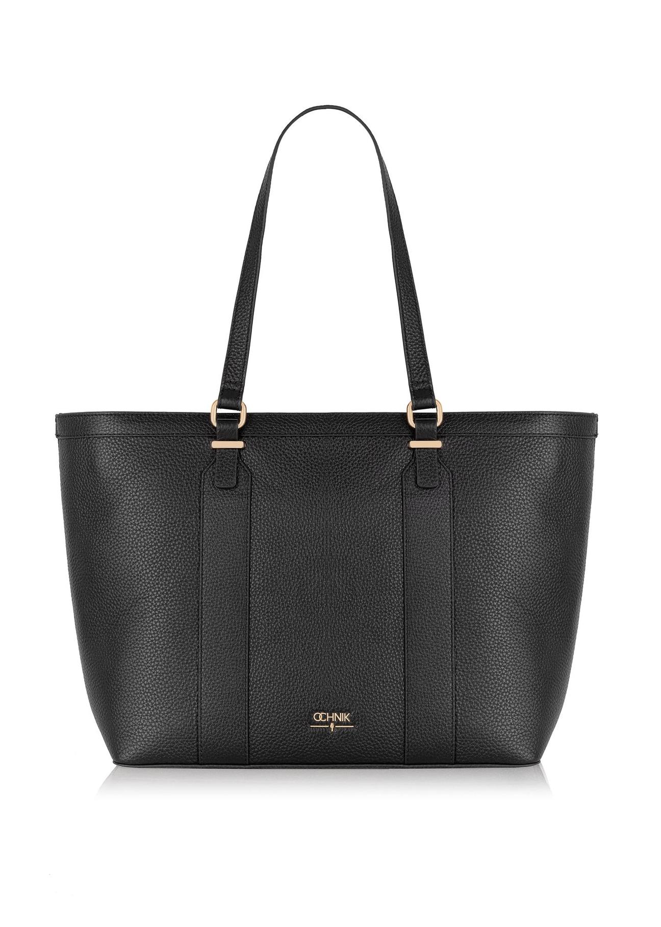 Black leather women's shopper bag TORES-1038-99(Z24)-01