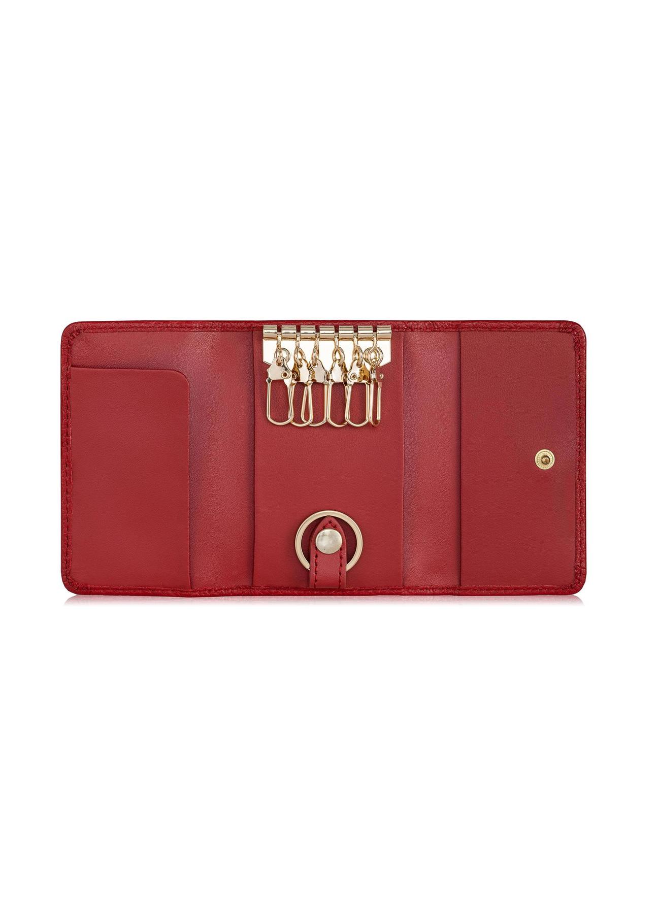 Women's red leather key case PORES-0894-40(Z23)-04