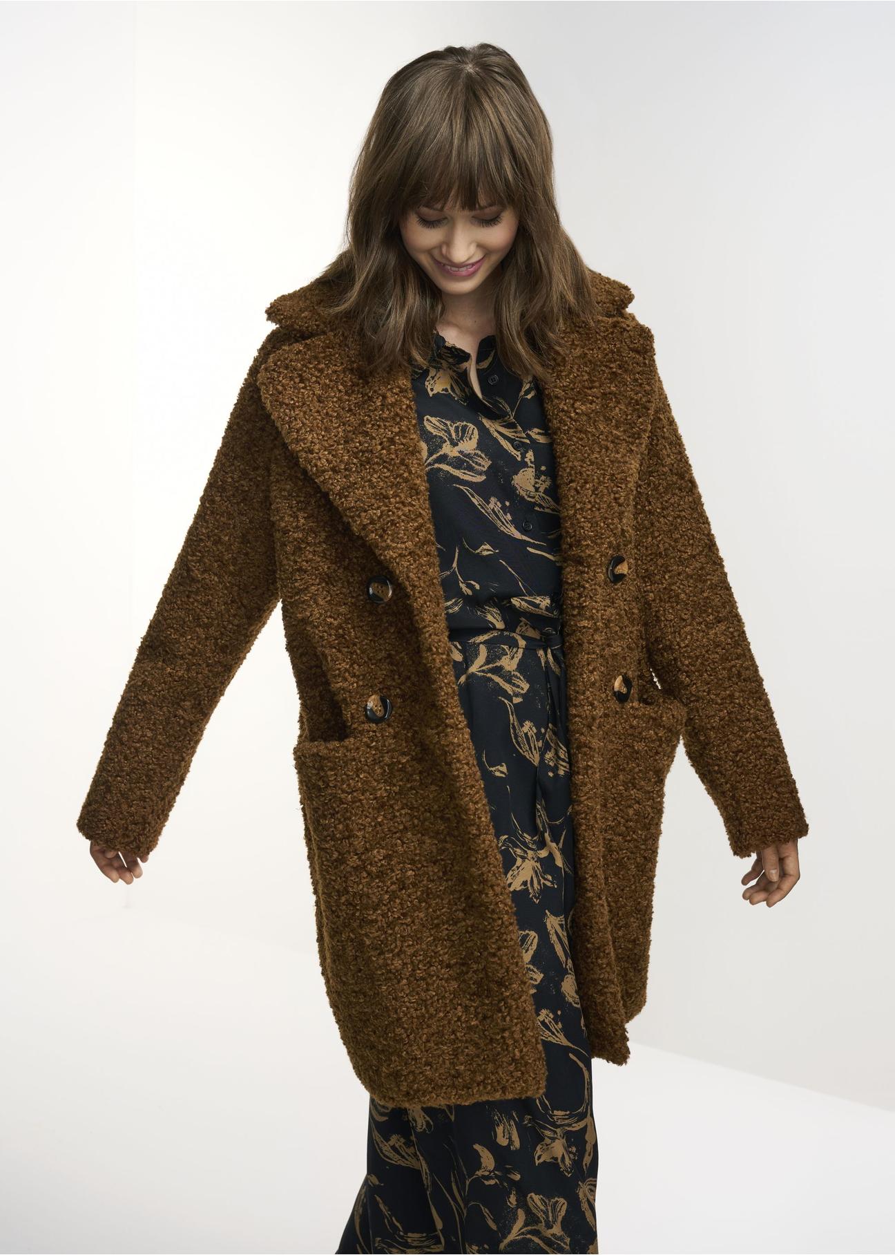 Women's brown fur coat FUTDP-0017A-24(Z23)-03