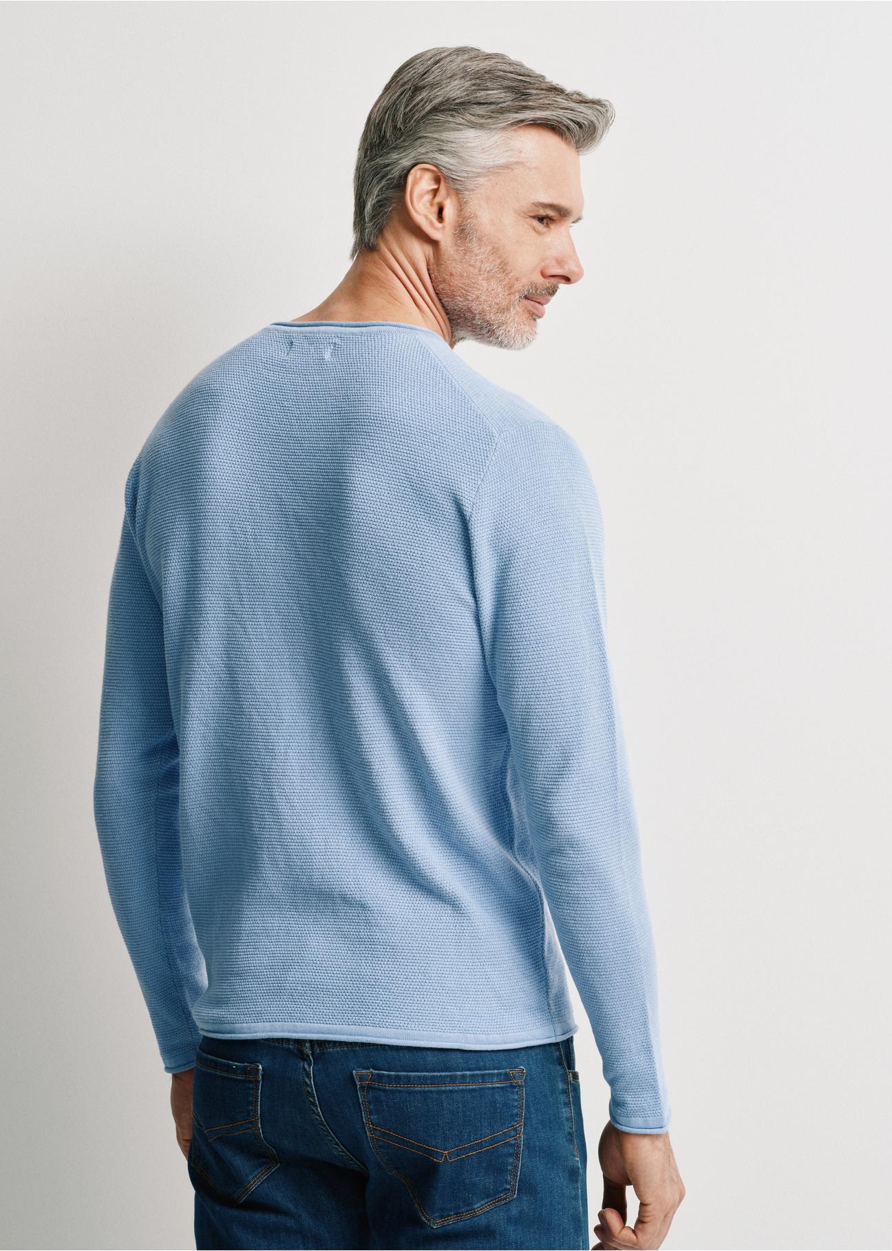 Blue men's basic sweater SWEMT-0128-62(W24)-03