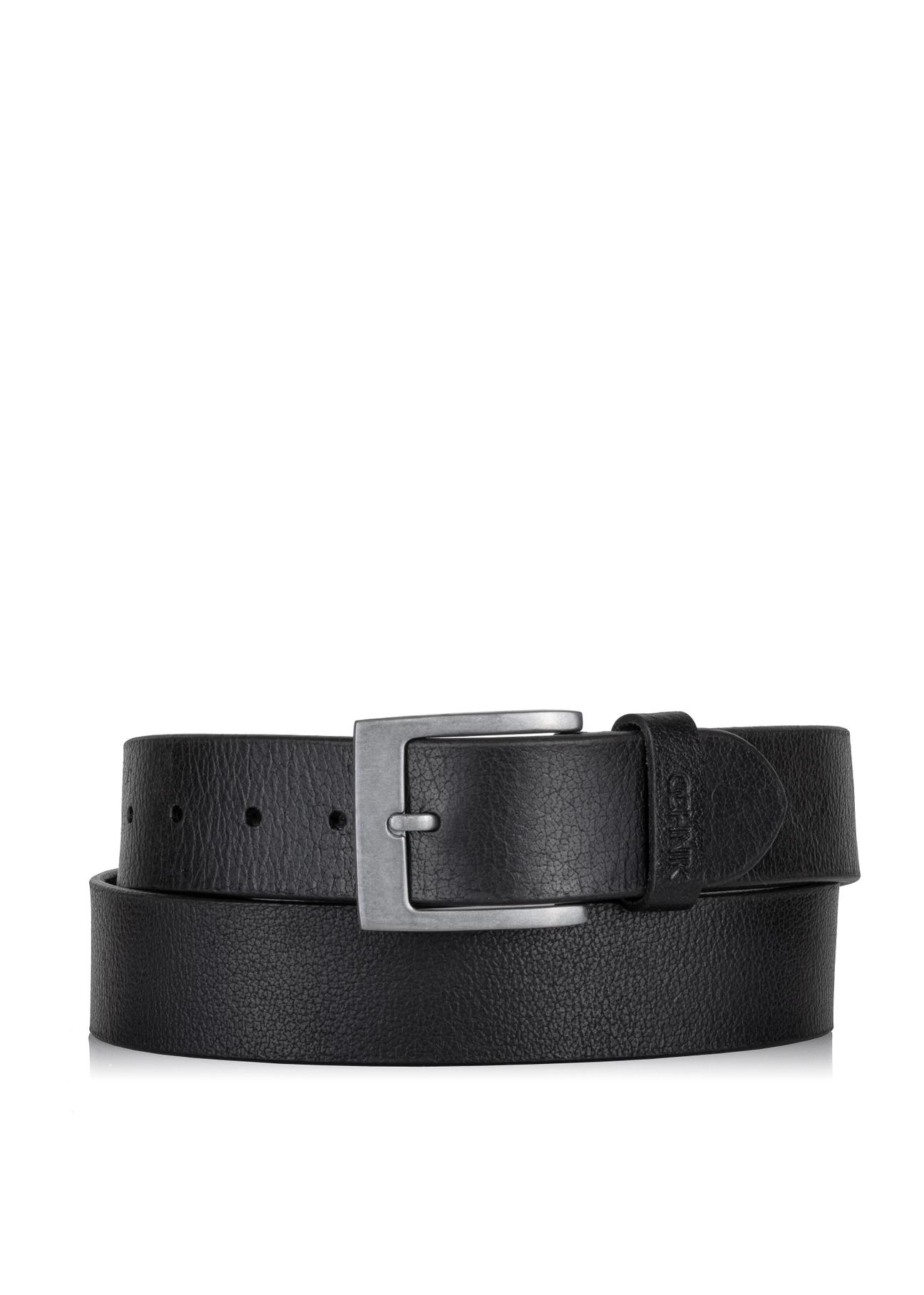 Men's black leather belt PASMS-0245-99(Z23)-01