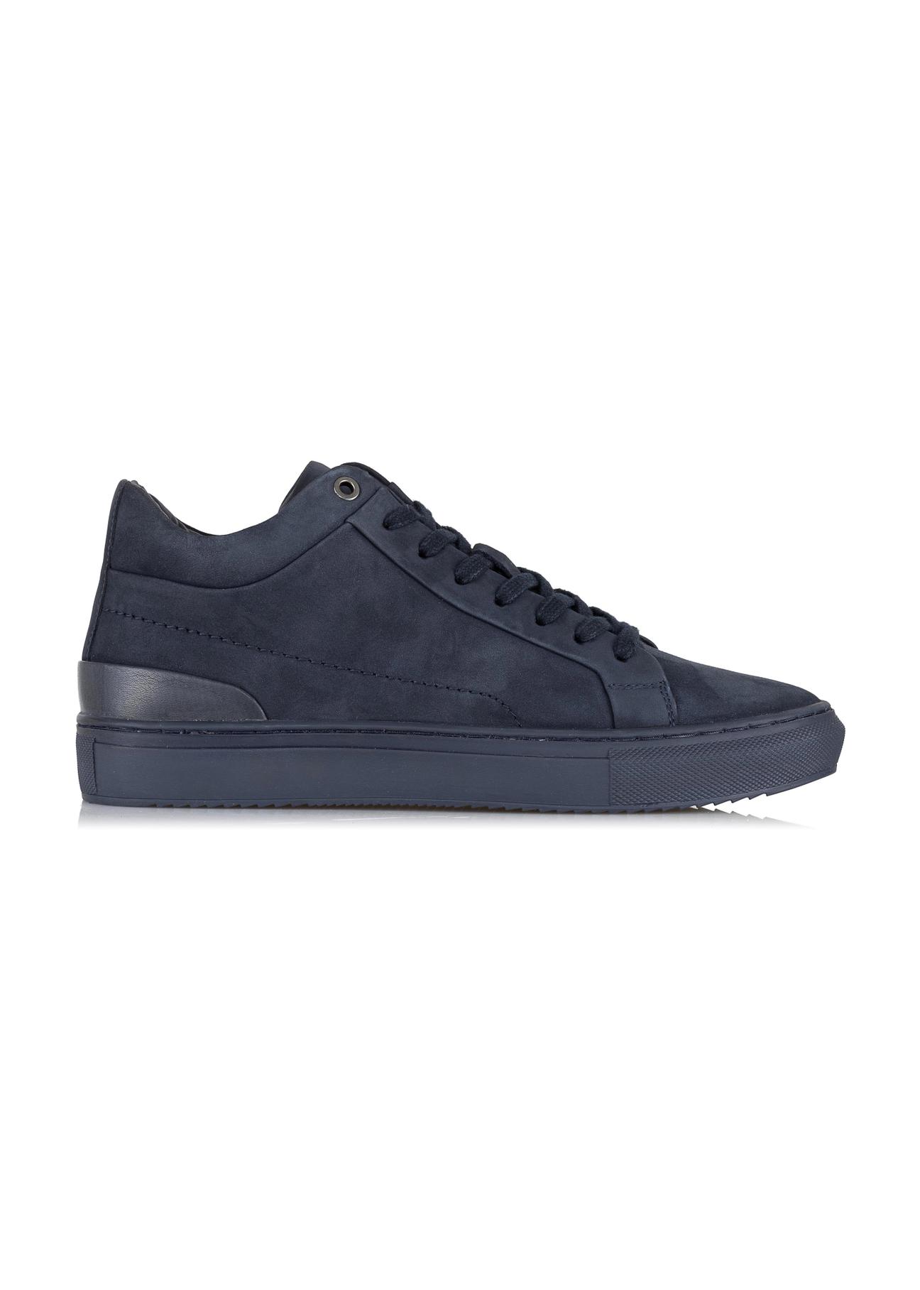 Men's navy blue leather sneakers BUTYM-0449-69(Z23)-01