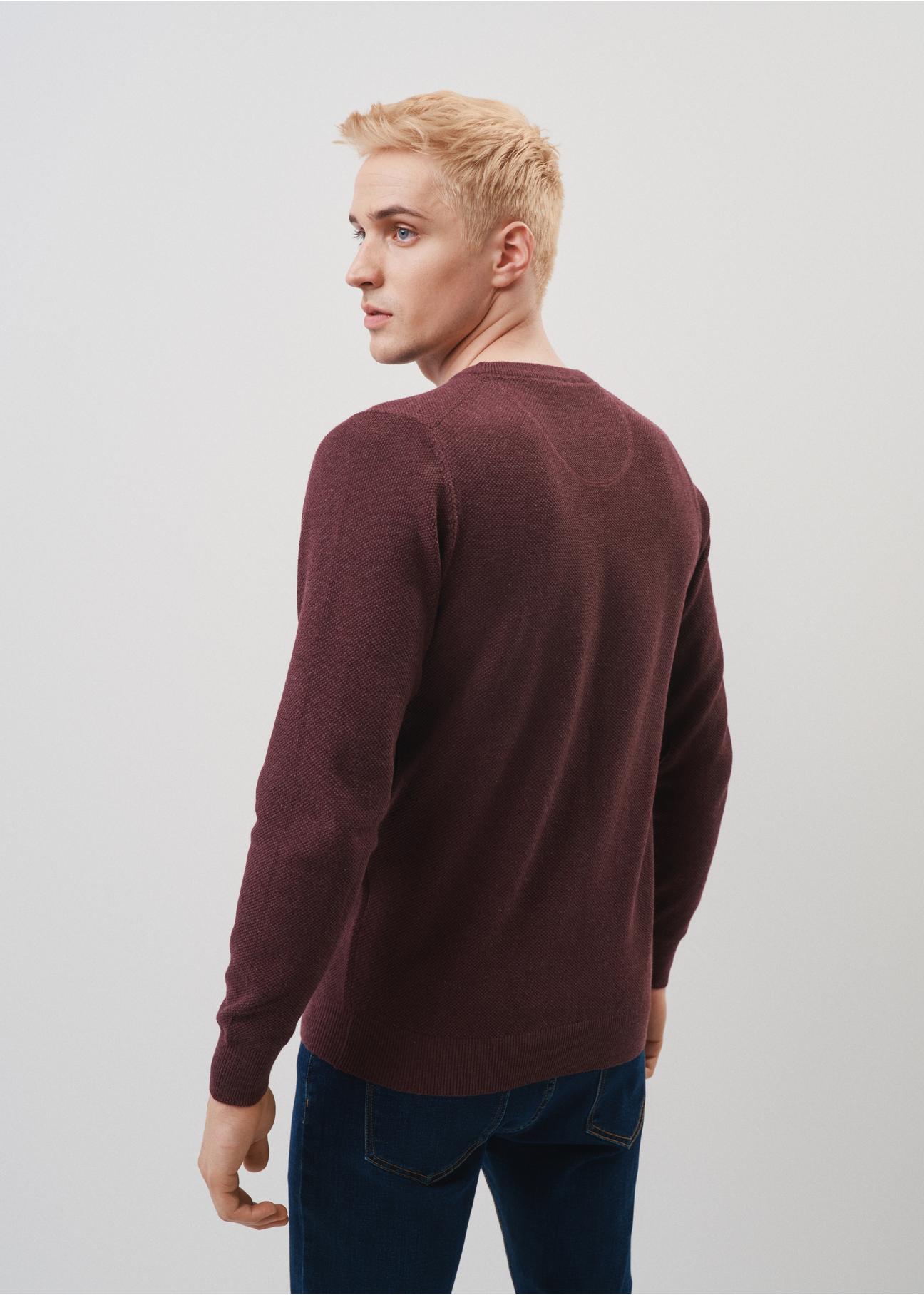 Maroon cotton men's sweater with logo SWEMT-0135-49(Z23)-03