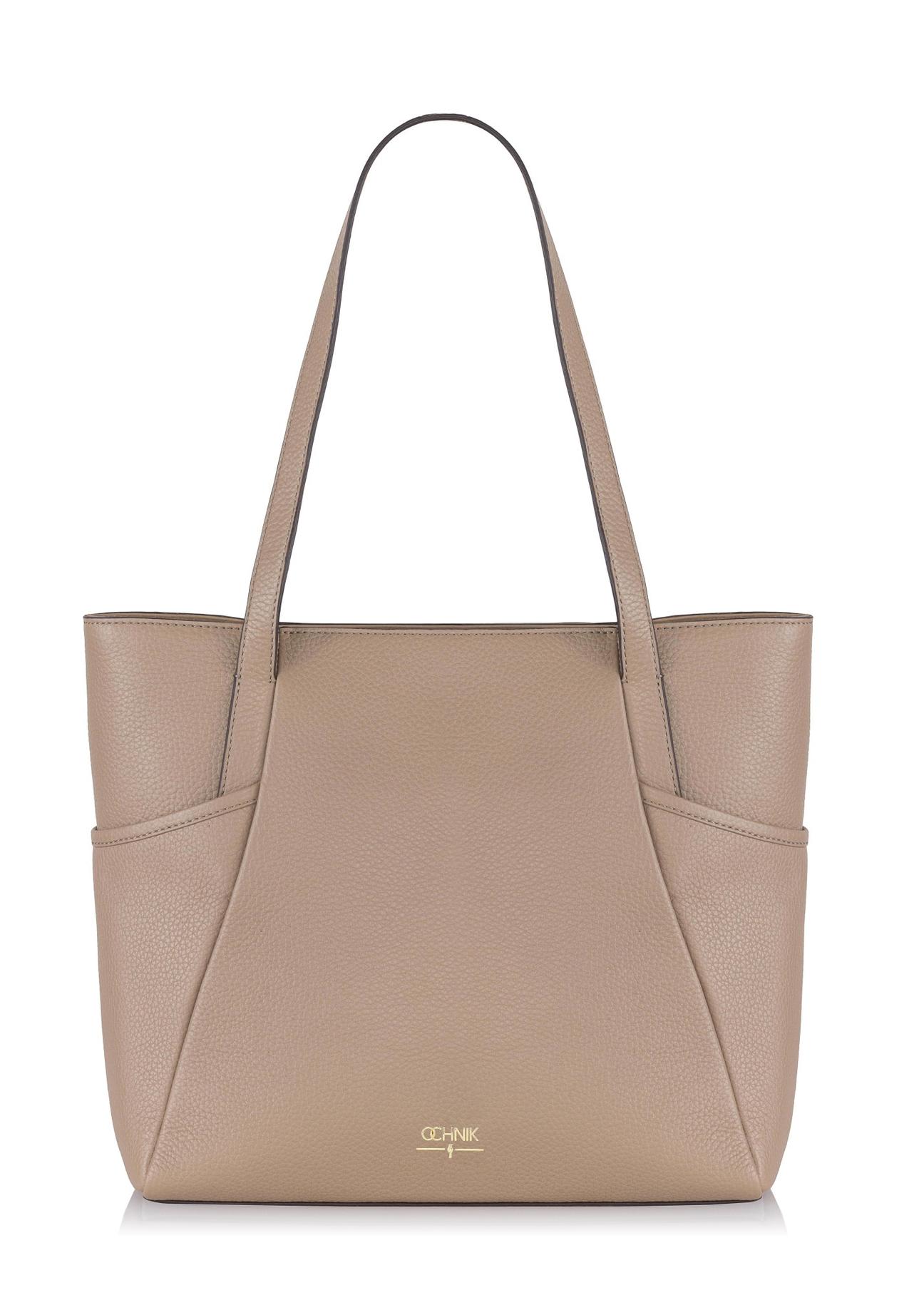 Beige leather handbag for women TORES-0980-81(W24)-01