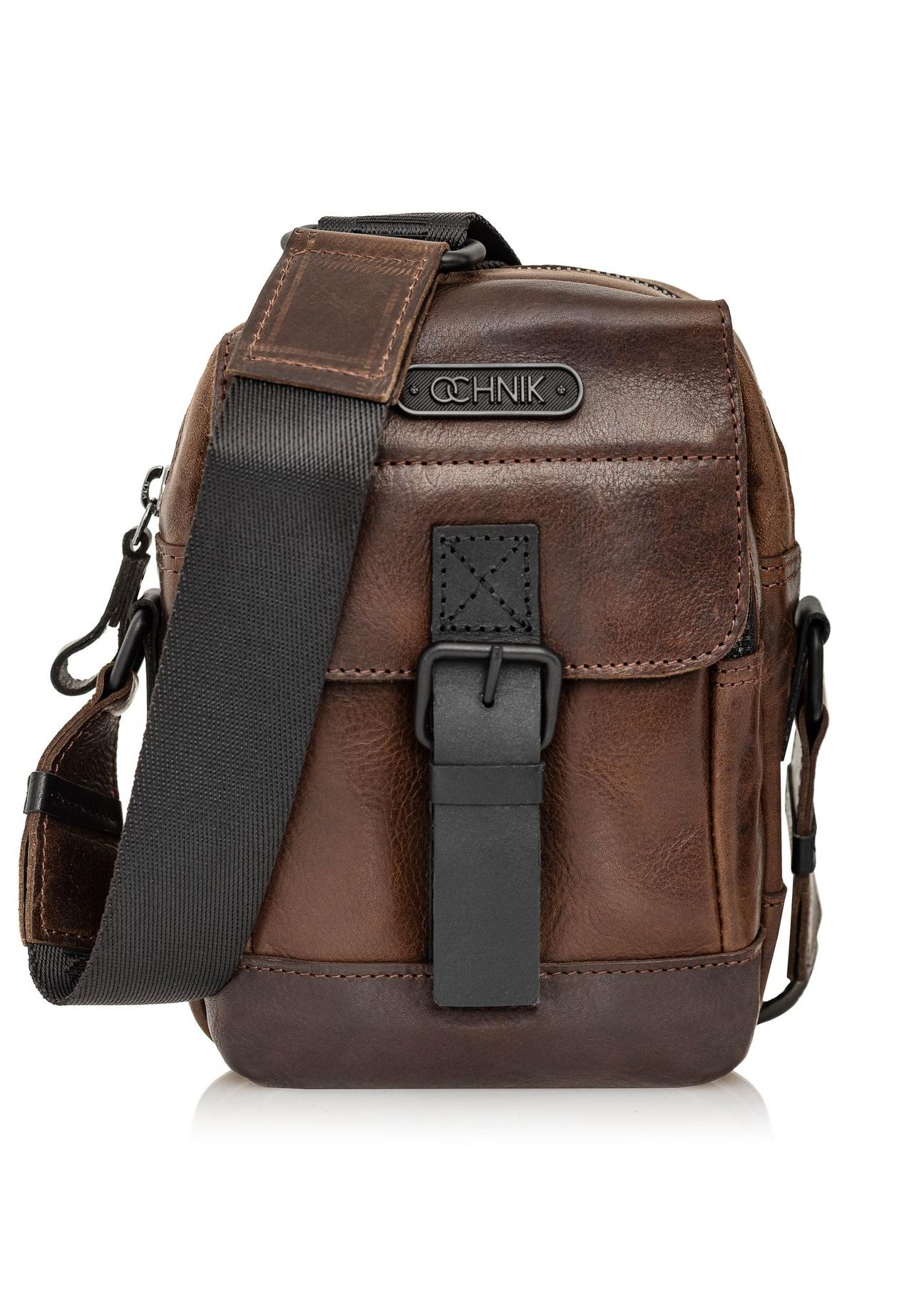 Brown leather men's bag with flap TORMS-0105B-79(Z24)-01