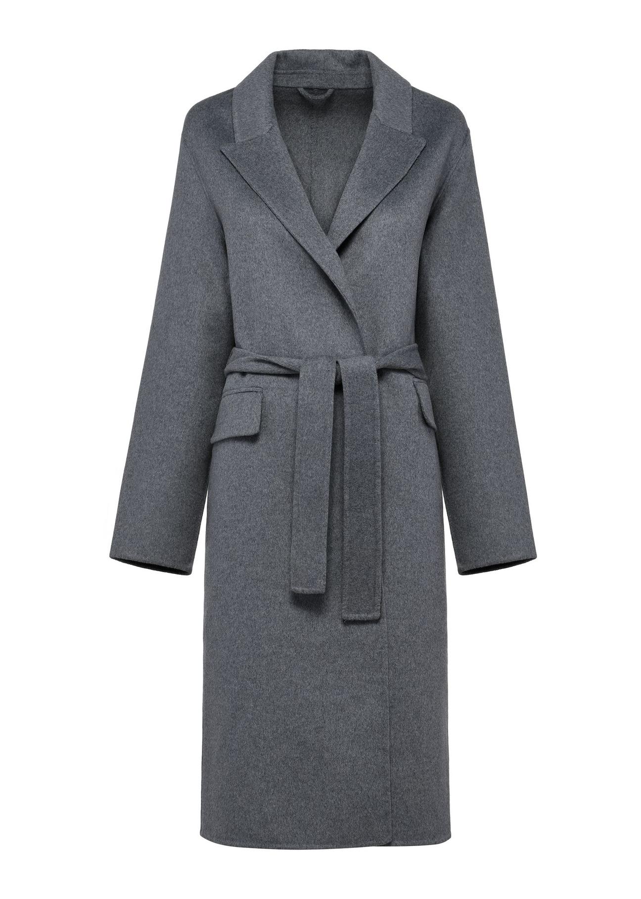 Gray woolen women's coat PLADT-0051-91(W25)-05