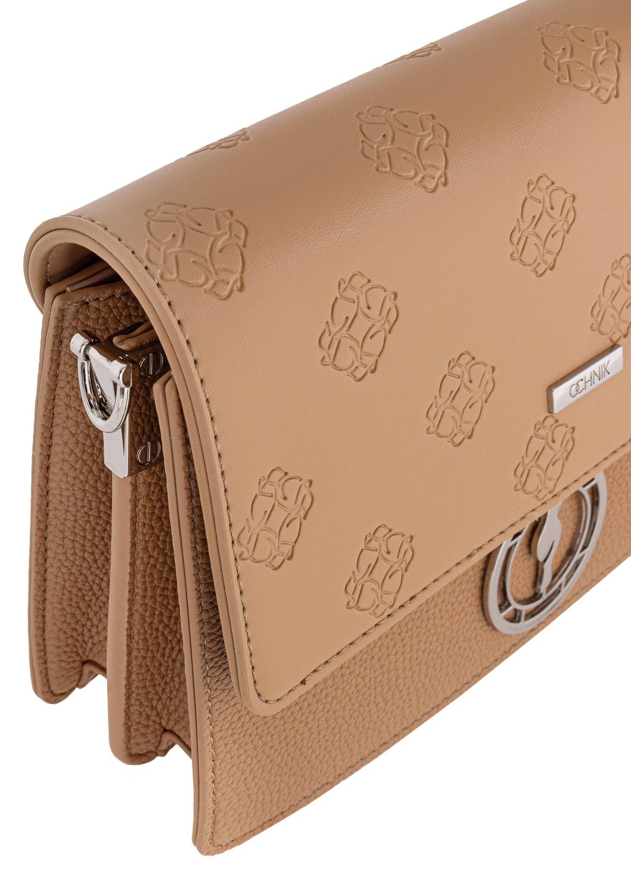 Light brown women's handbag with monogram TOREC-0536A-80(Z24)-07