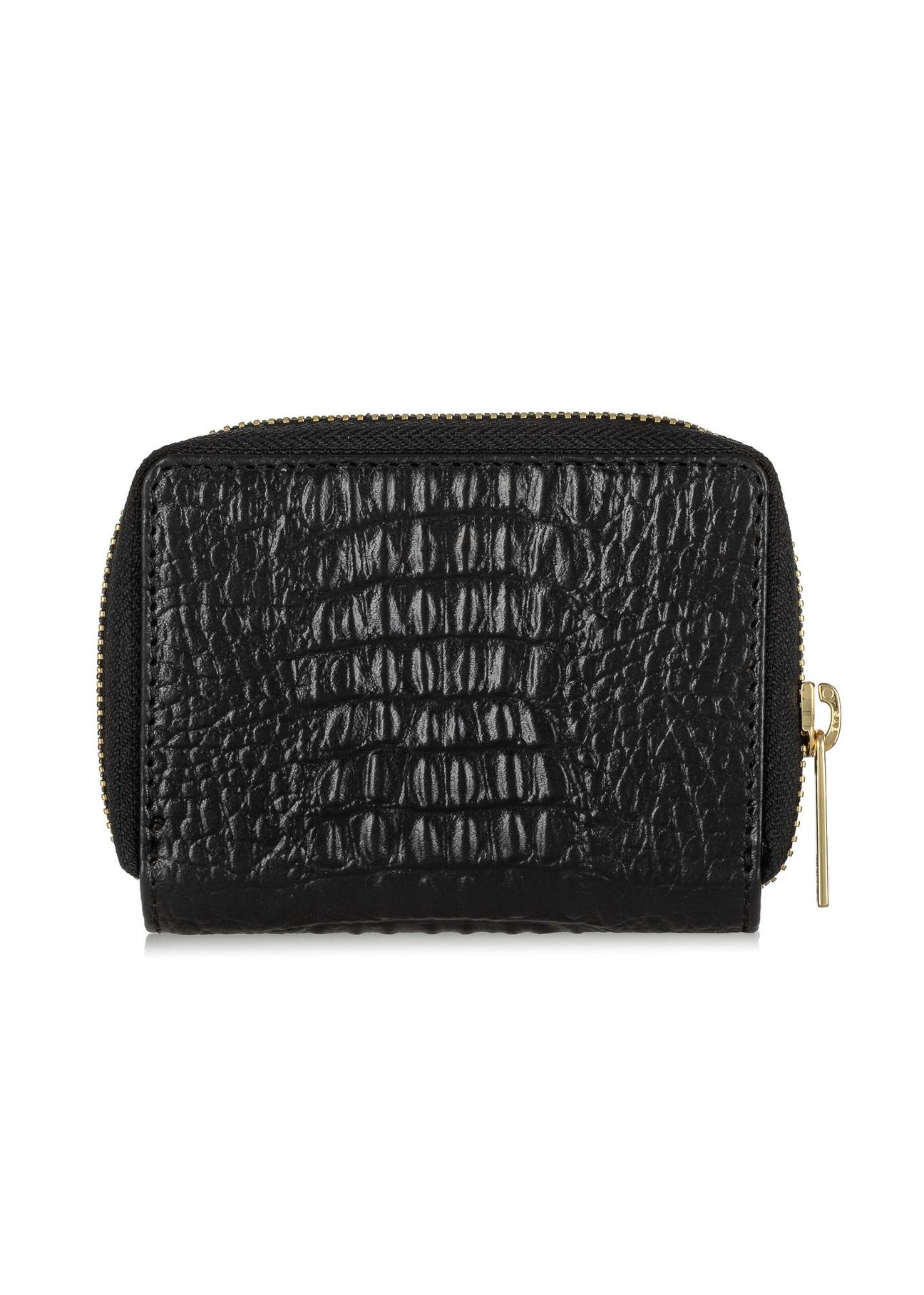 Women's black leather wallet croco PORES-0904A-97(W24)-04