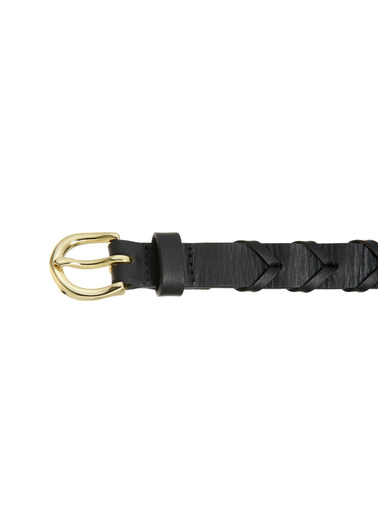 Women's black leather braided belt PASDS-0308-99(W24)-03