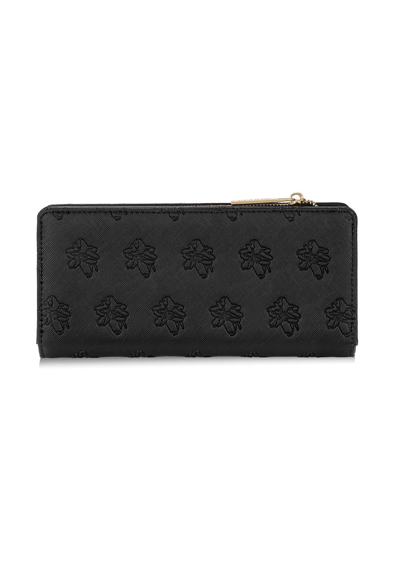 Large black ladies wallet with embossing POREC-0363-99(W24)-04