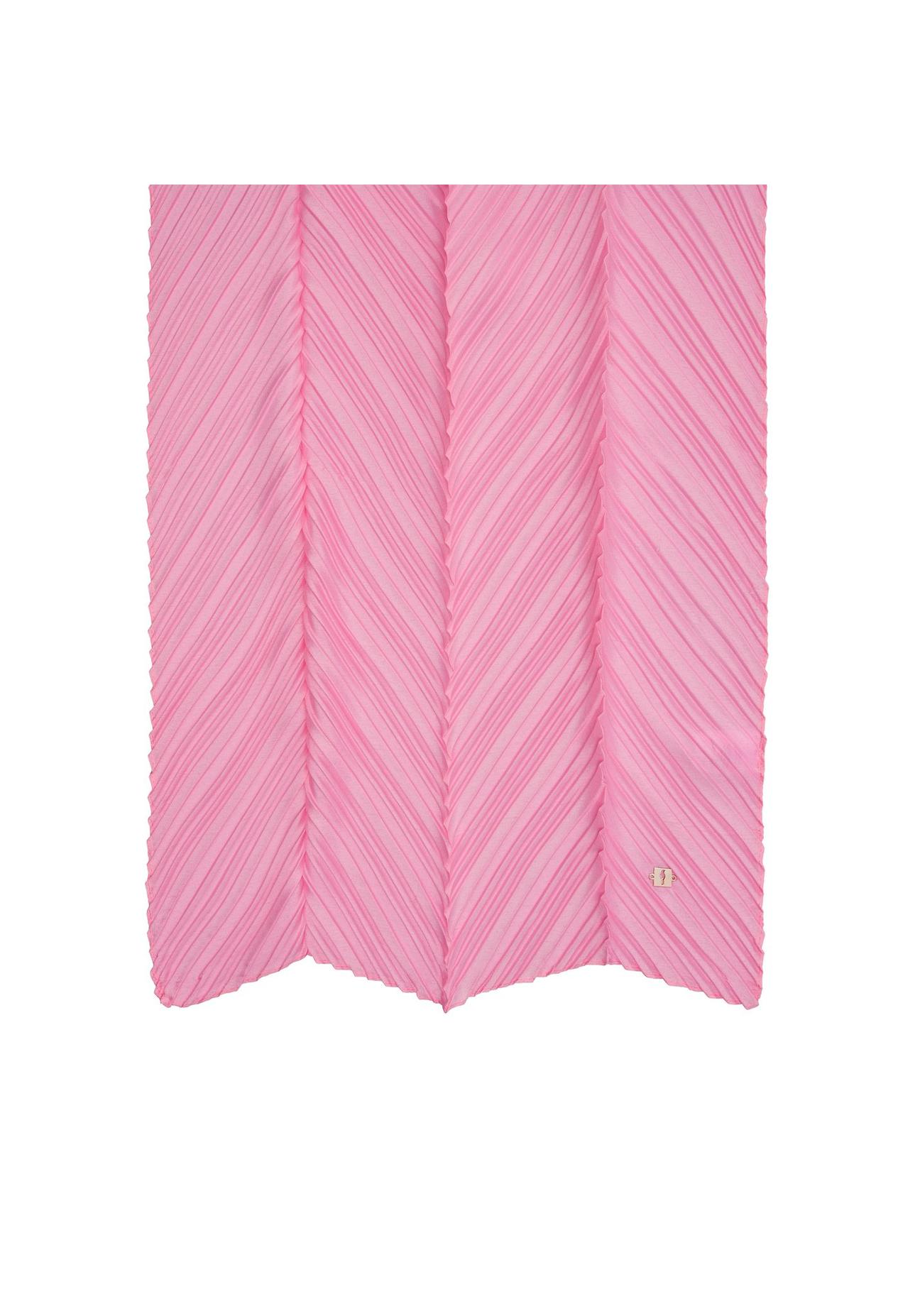 Pink women's scarf with crinkle SZADT-0157-33(W24)-02