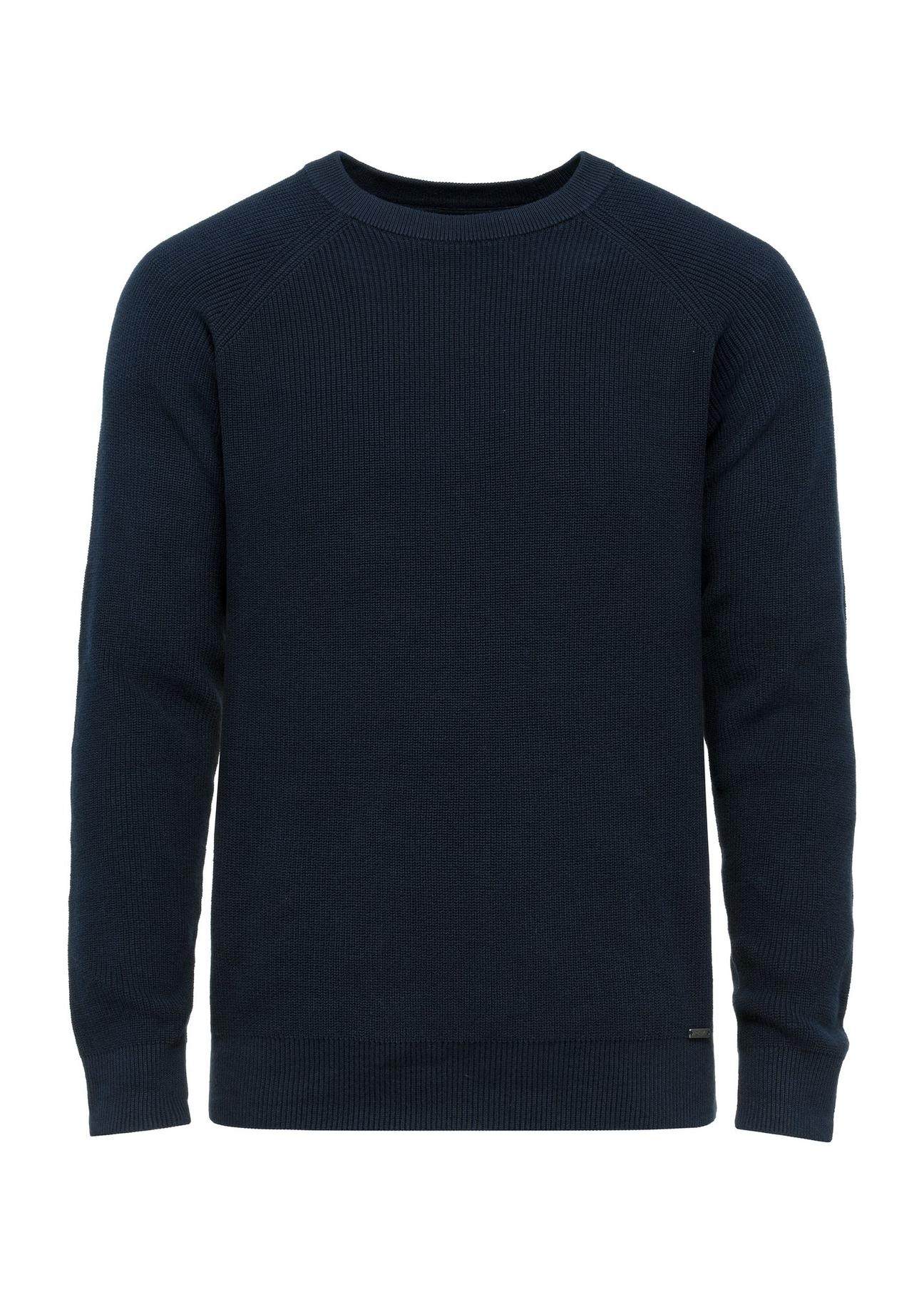 Navy blue men's cotton sweater SWEMT-0166-68(W25)-01