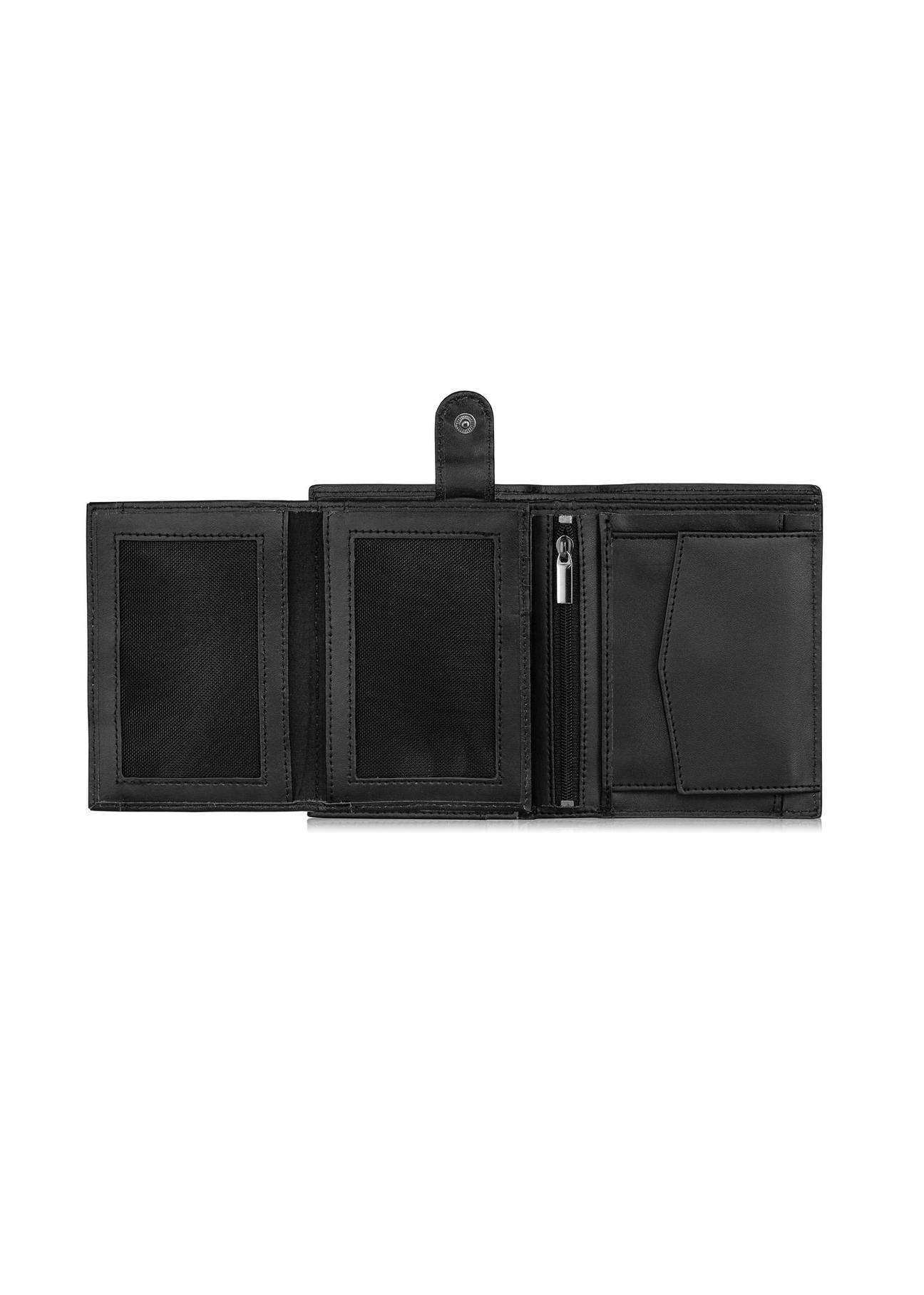 Men's black leather wallet with monogram PORMS-0600-98(Z23)-04