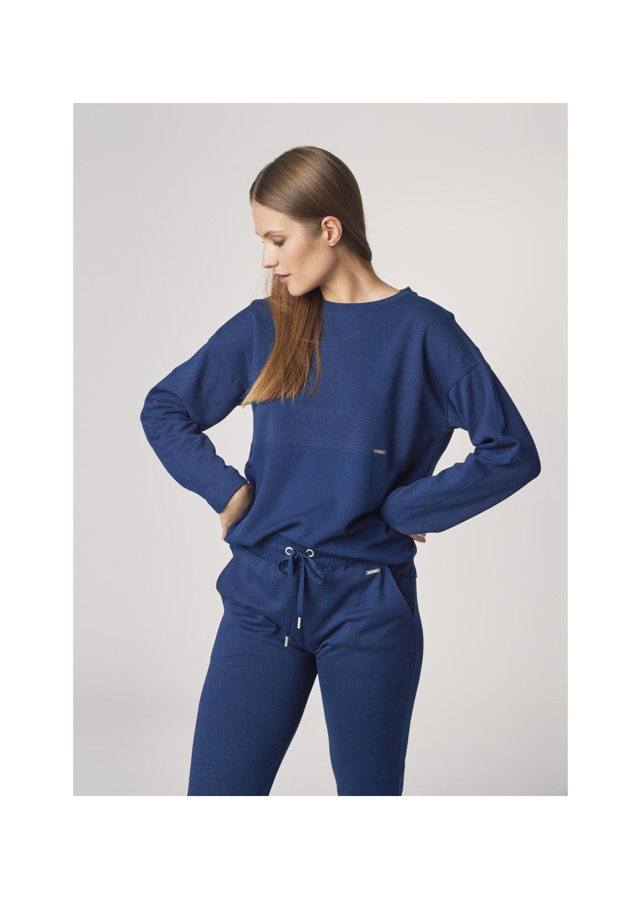 Women's navy blue basic oversize sweatshirt BLZDT-0063-69(Z21)-02