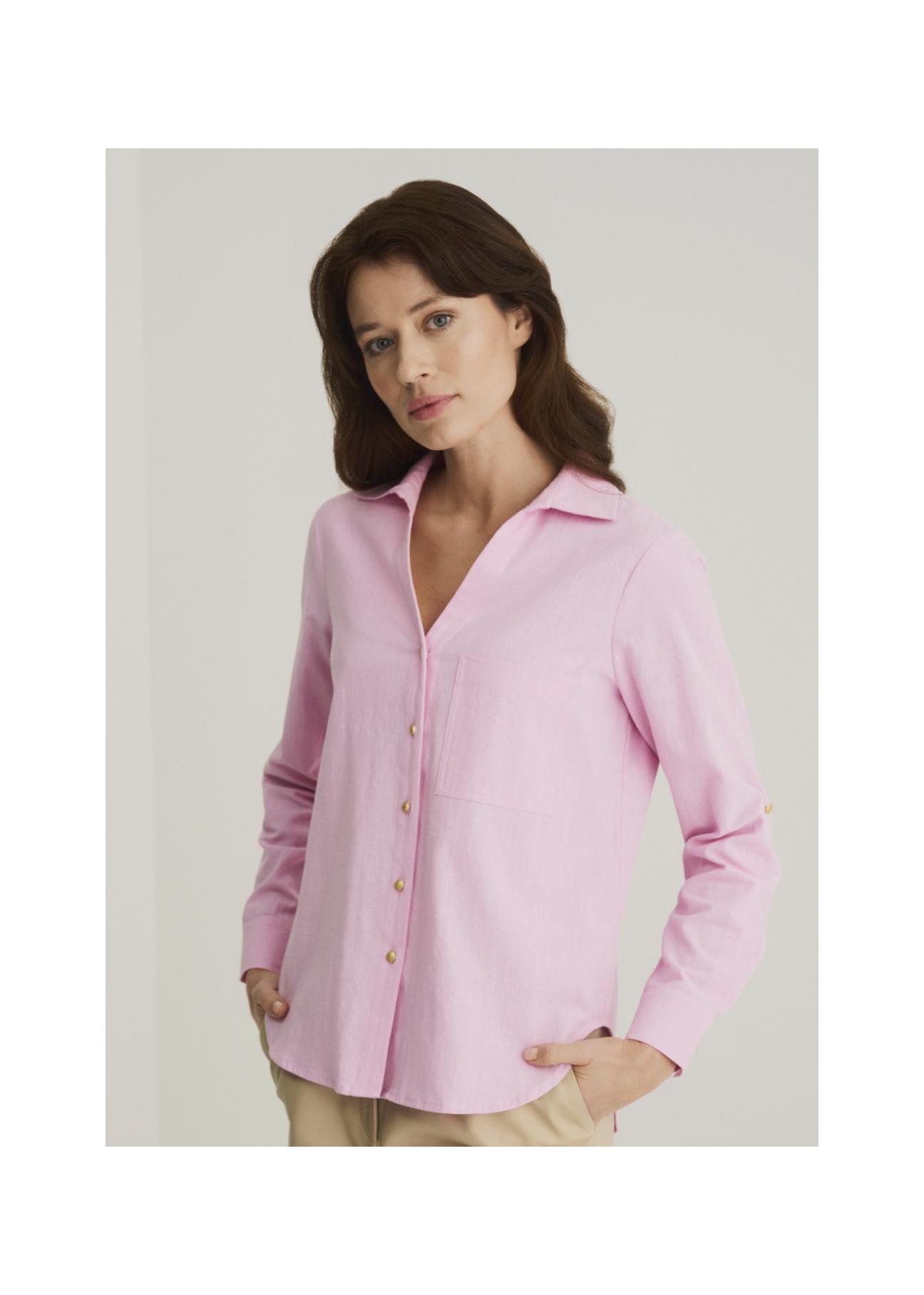 Pink cotton shirt for women KOSDT-0092-34(W22)-01