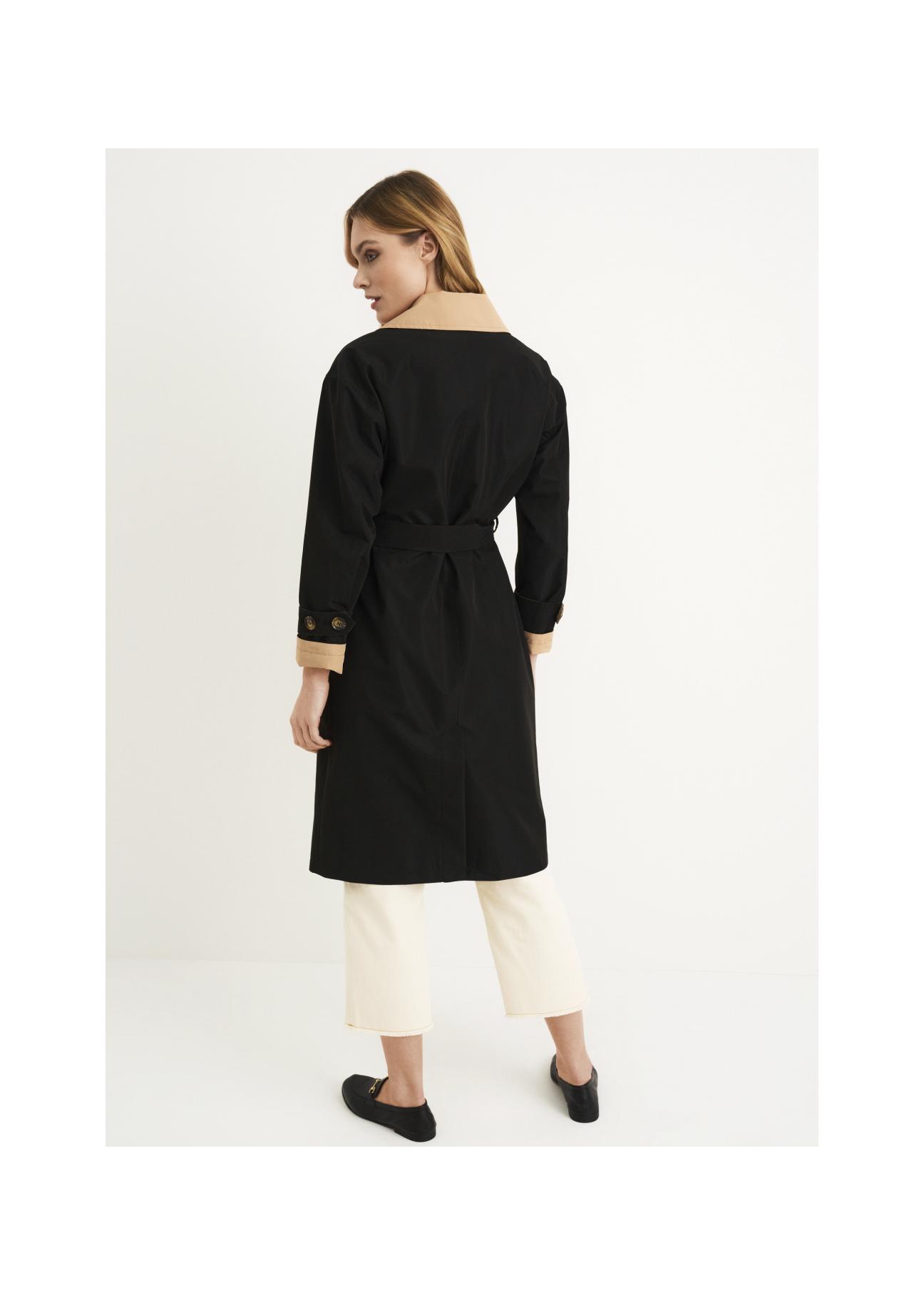 Women's double-breasted coat with belt KURDT-0368-98(W23)-05