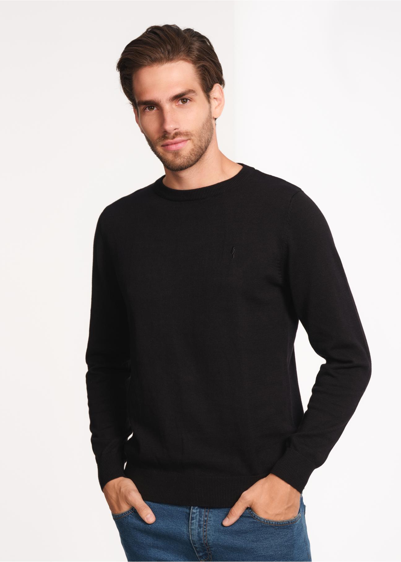 Black men's basic sweater SWEMT-0114-99(Z23)-01