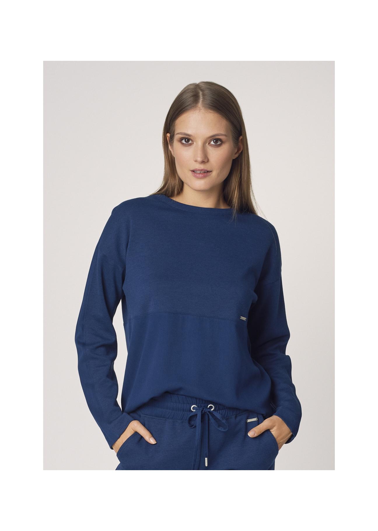 Women's navy blue basic oversize sweatshirt BLZDT-0063-69(Z21)-01