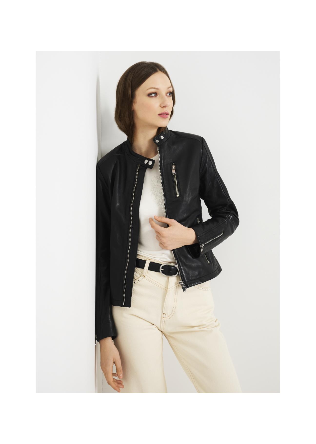 Women's black jacket with zipper KURDS-0345-5427(W23)-02