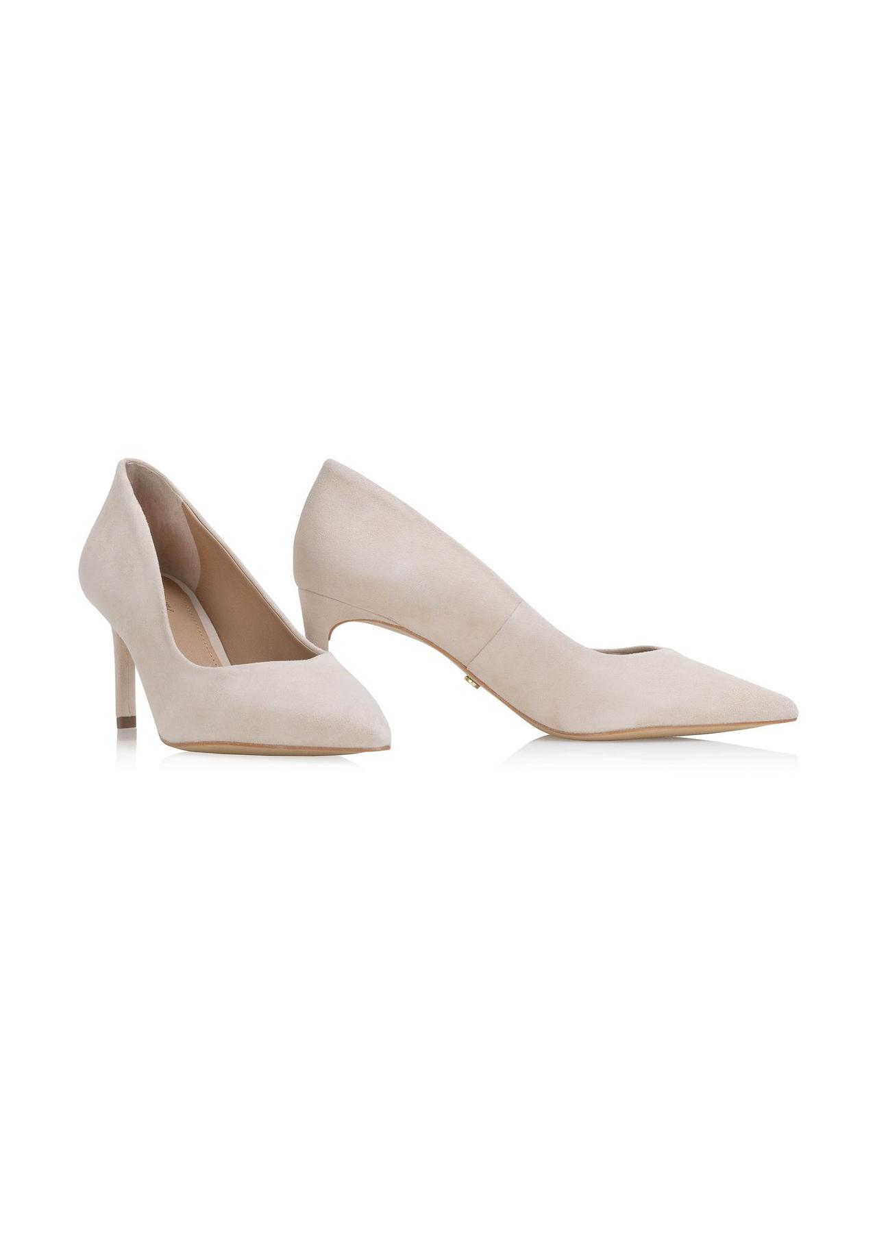 Beige leather heeled pumps BUTYD-0711A-80(W24)-02