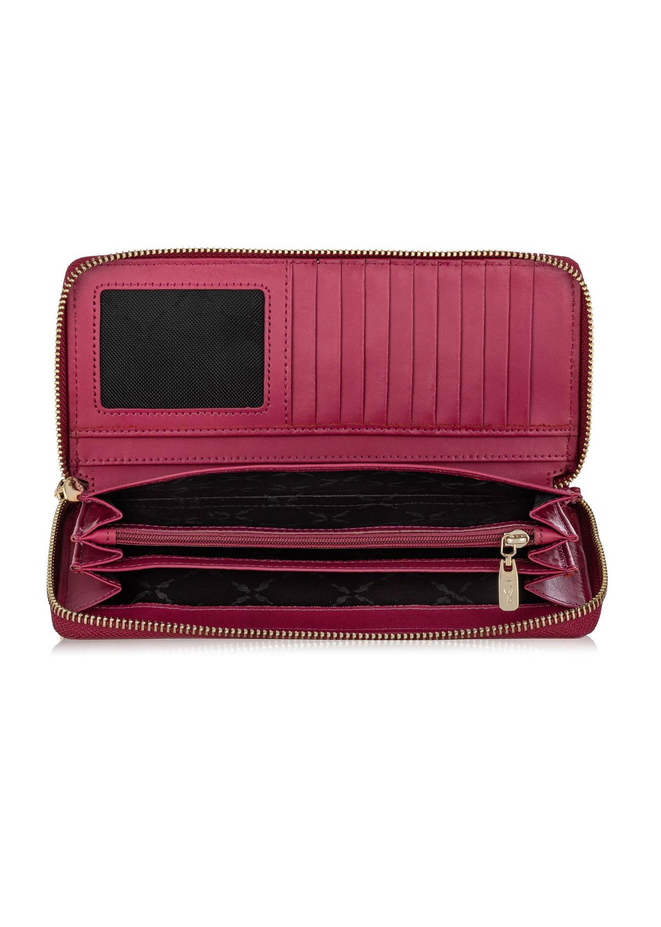 Pink leather women's belt wallet PORES-0892-34(W24)-06