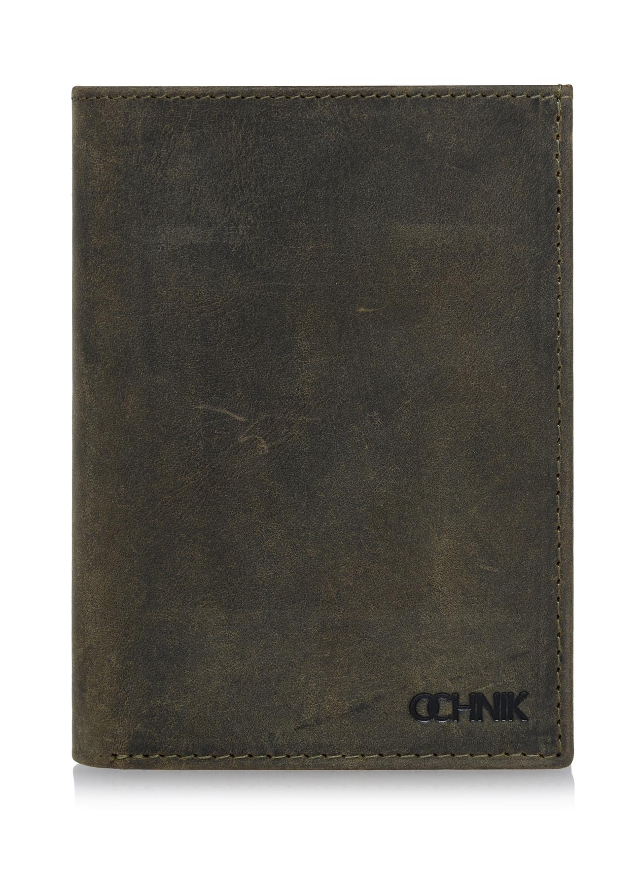 Men's khaki leather wallet PORMS-0545-54(W23)-01