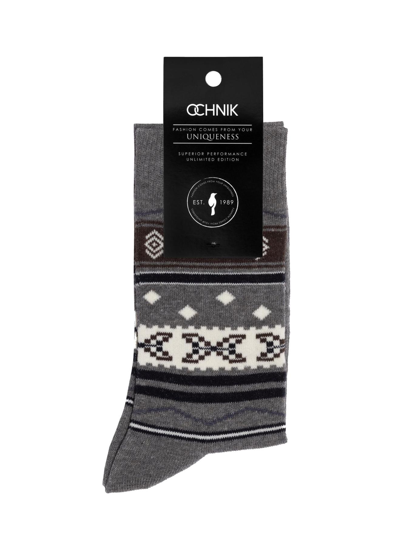 Men's grey Christmas socks SKAMT-0182-91(Z23)-02