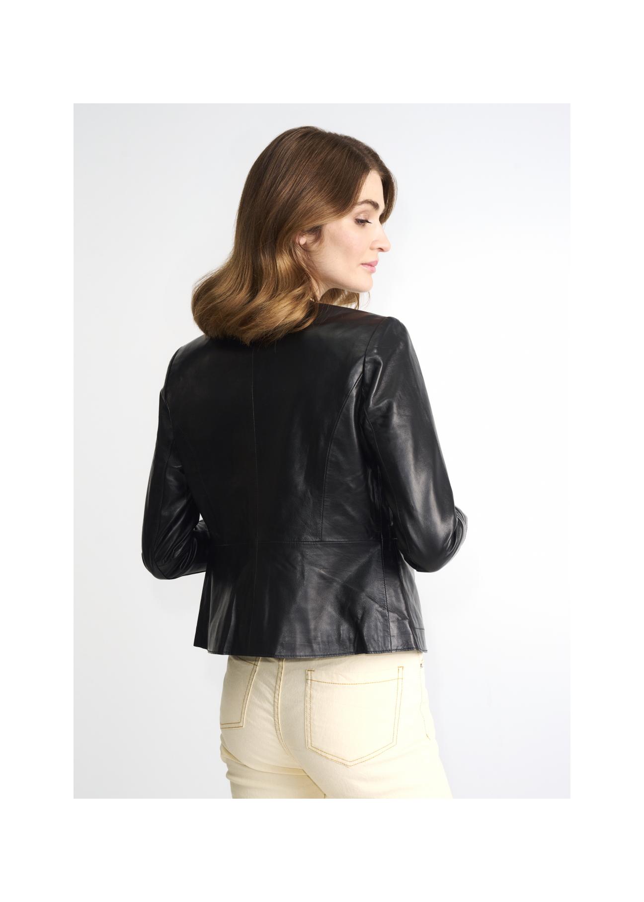 Women's classic black leather jacket KURDS-0232-4229(Z23)-06