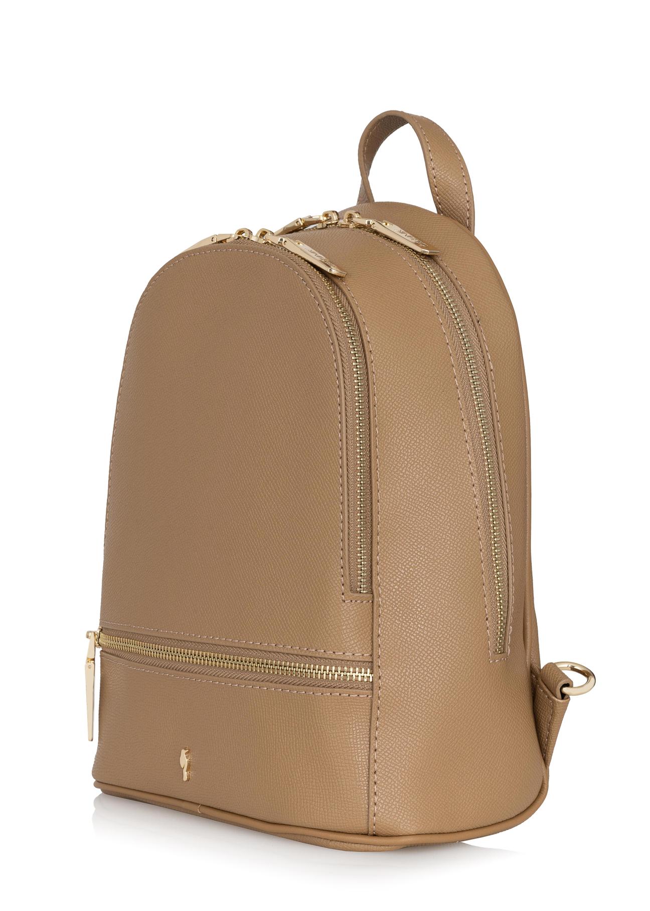 Beige leather women's backpack TORES-0420B-81(Z23)-02