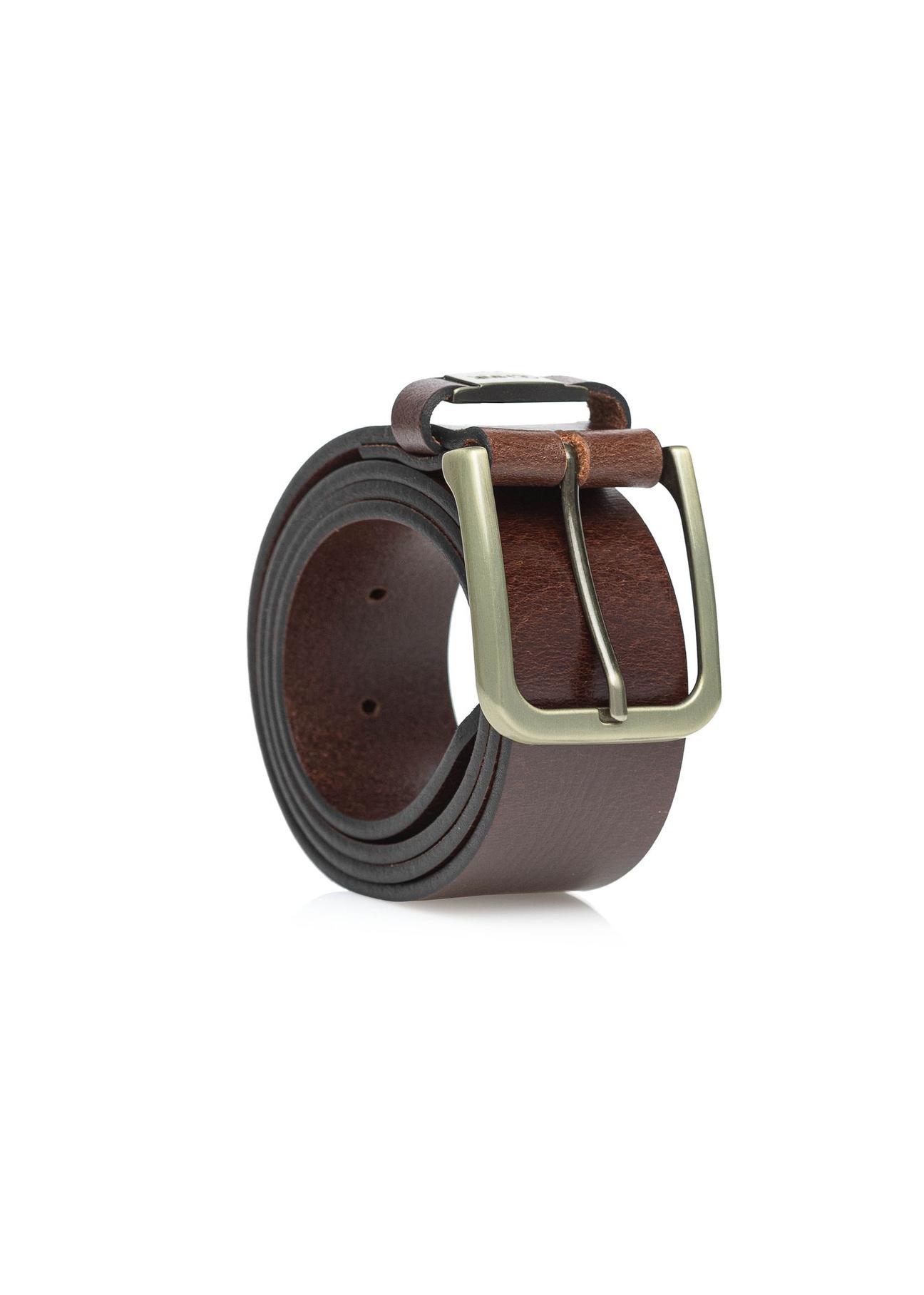 Brown leather men's belt PASMS-0129-89(Z24)