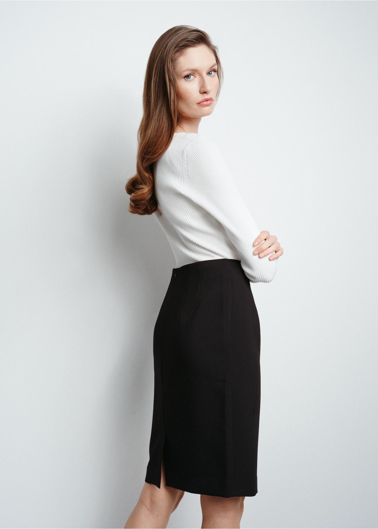 Classic black pencil skirt SPCDT-0088-99(W24)-02