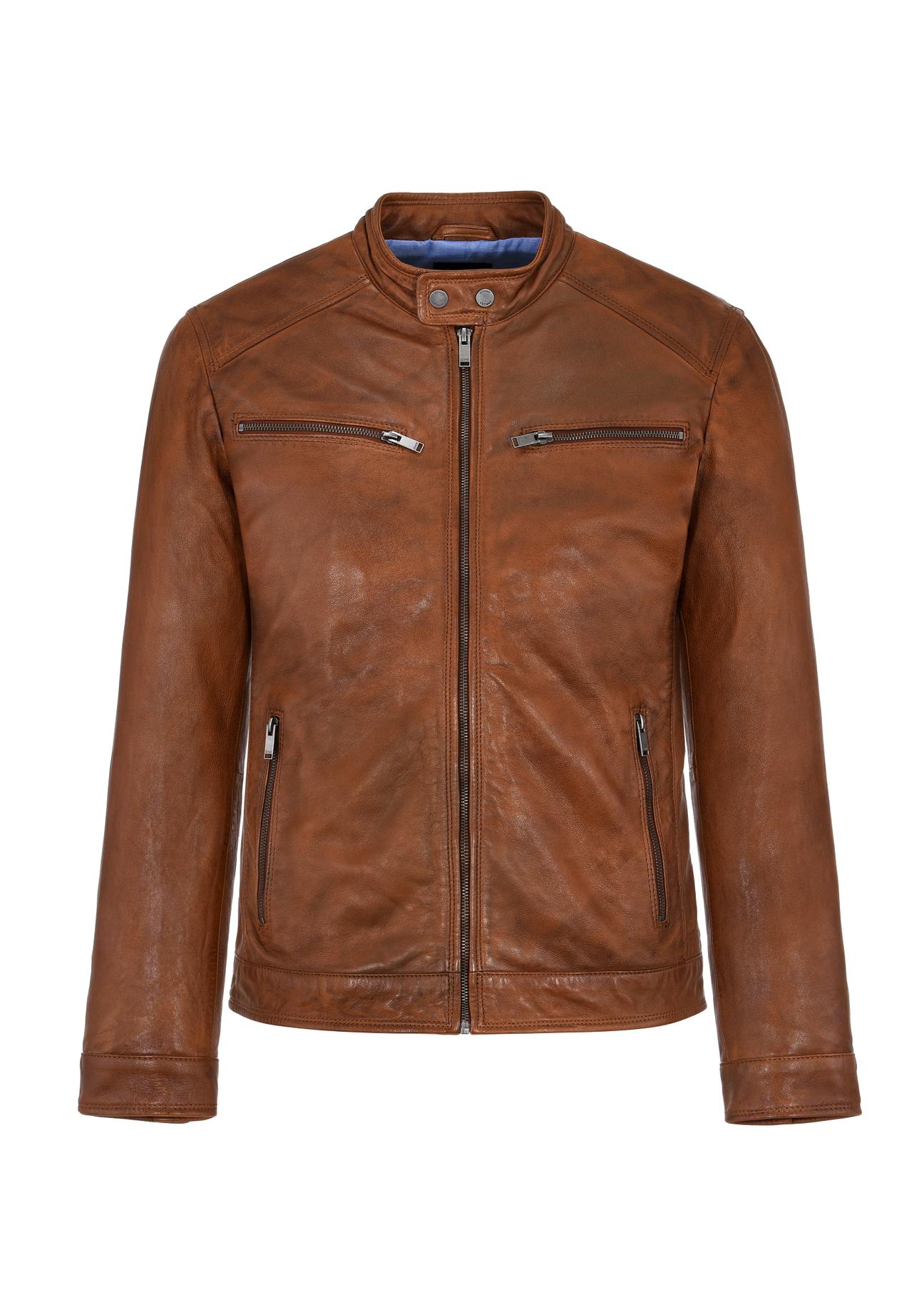 Brown leather jacket for men KURMS-0326-1363(W24)-05