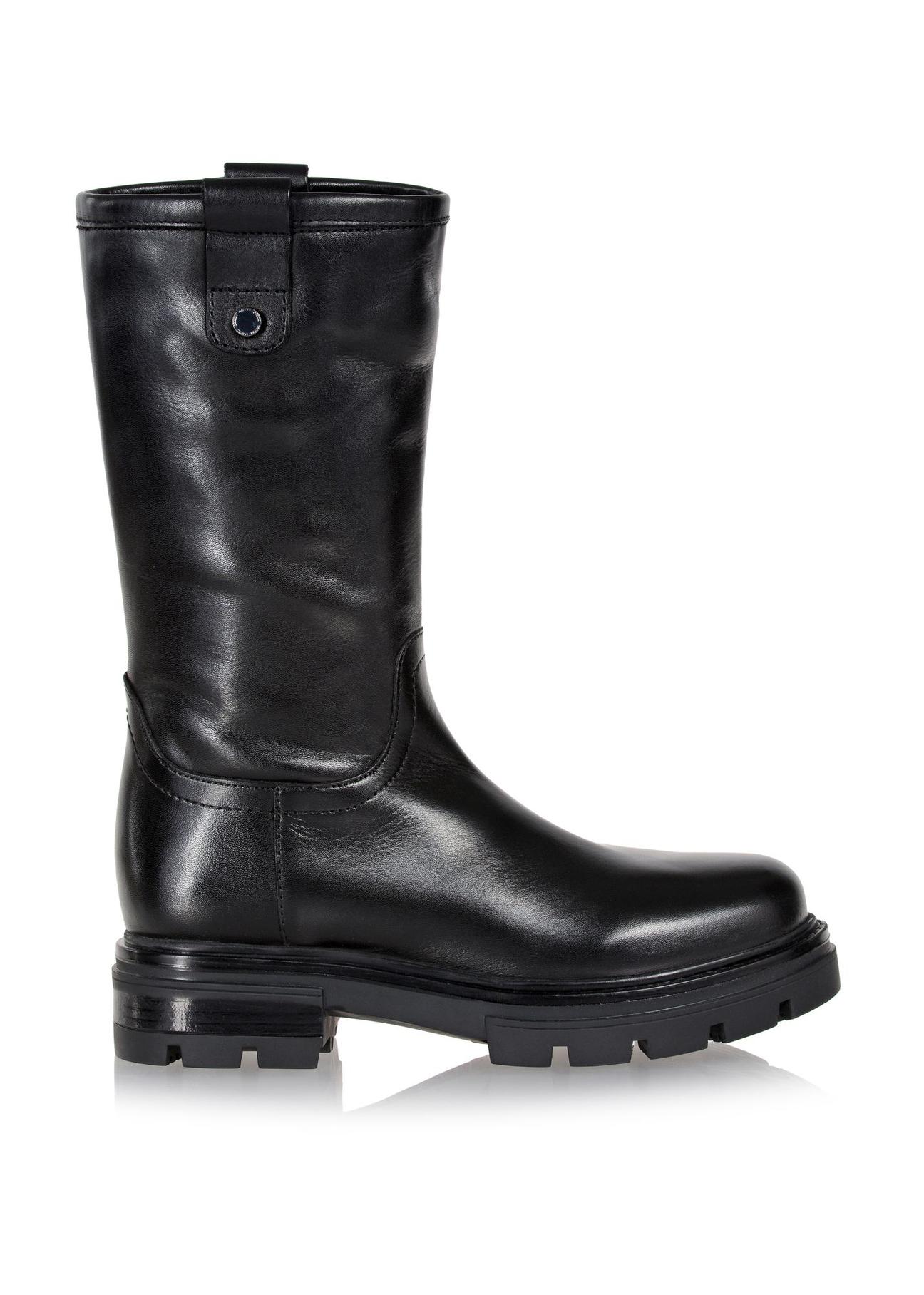 Women's black leather boots BUTYD-1001-99(Z23)-01