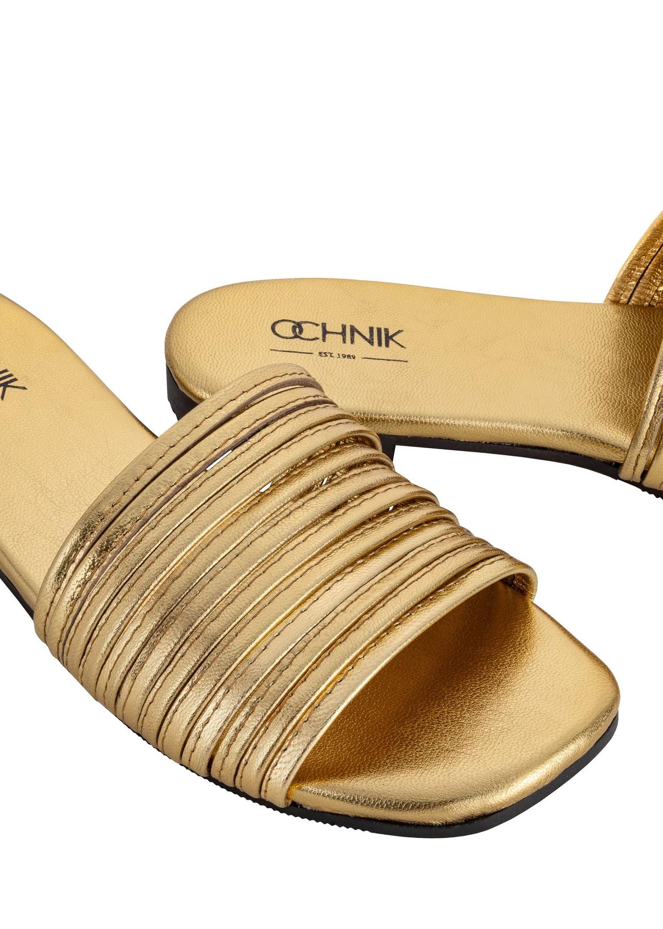 Women's gold leather flip-flops BUTYD-1048-28(W24)-06