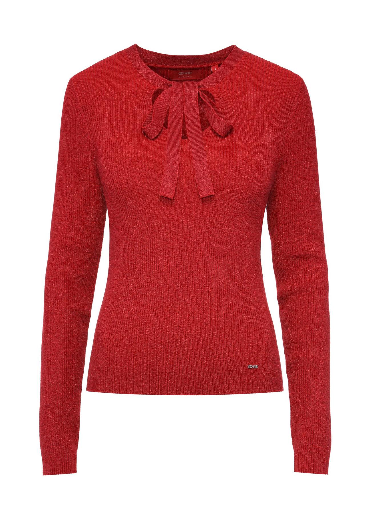 Red fitted women's sweater SWEDT-0216-42(Z24)