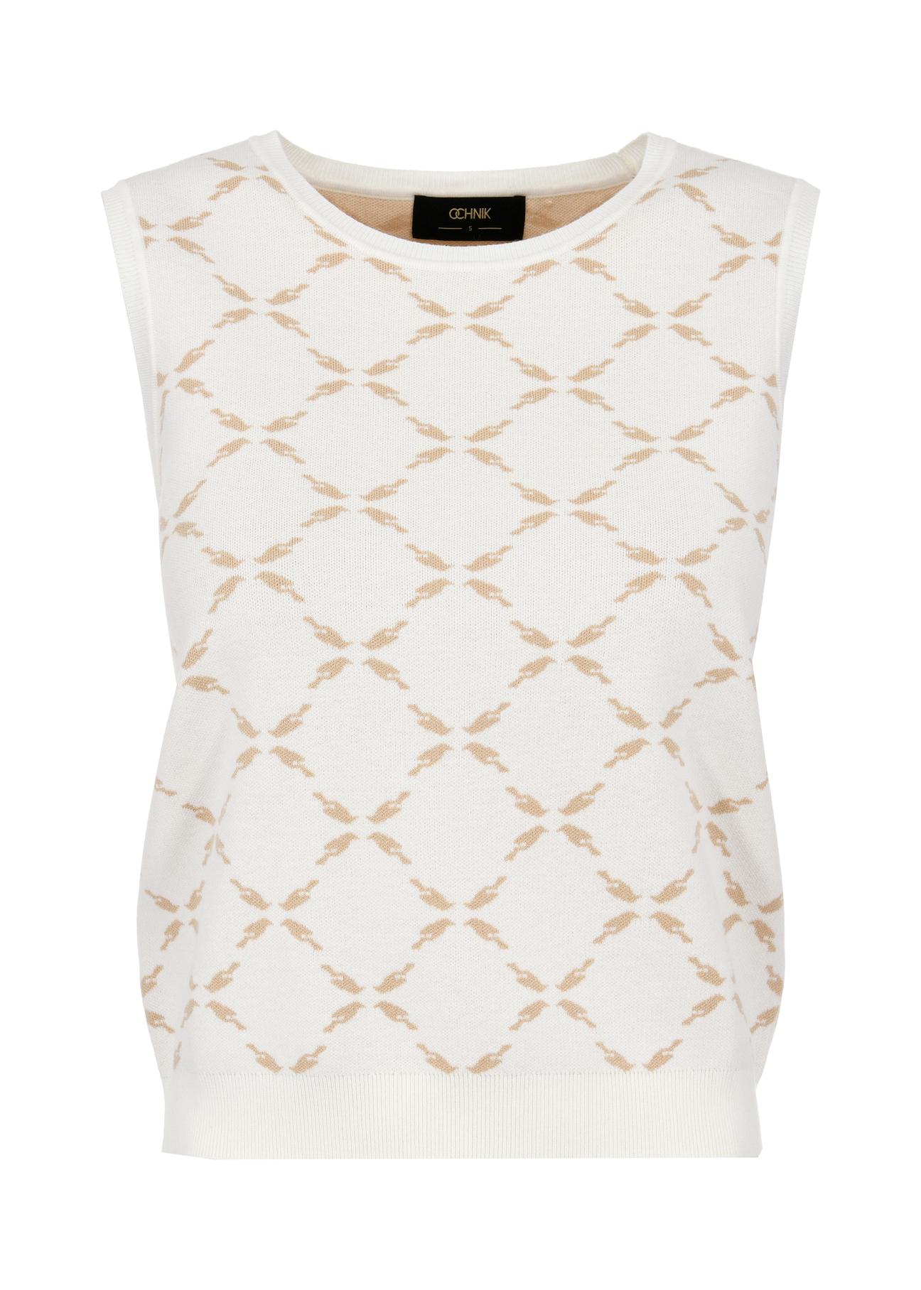 Cream sleeveless sweater for women SWEDT-0205-82(W24)-04