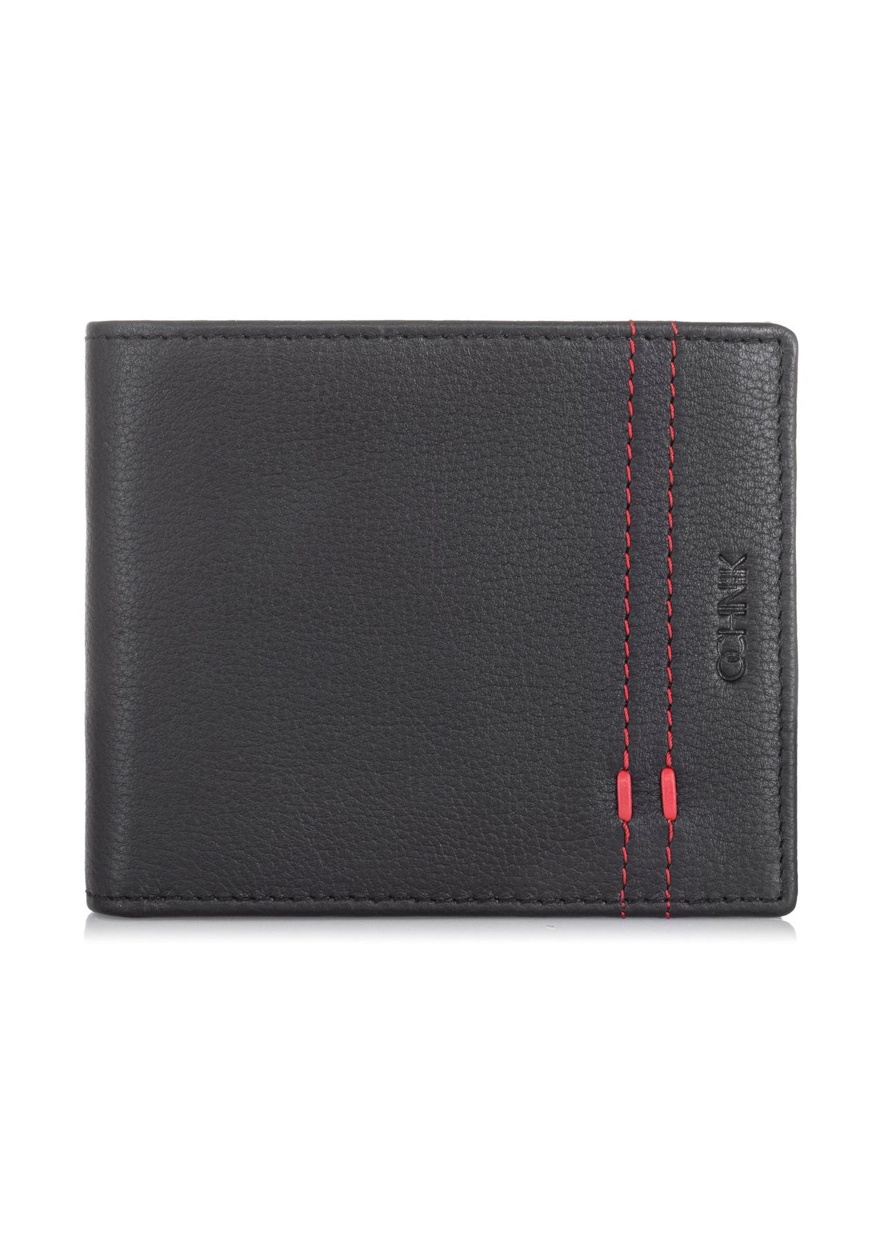 Men's leather wallet with stitching PORMS-0523-99(W23)-01