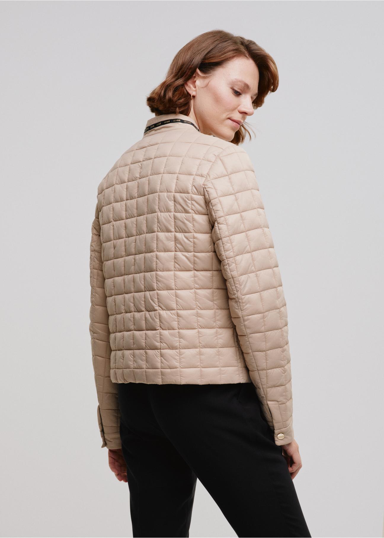 Beige insulated quilted jacket for women KURDT-0505-81(W24)-02