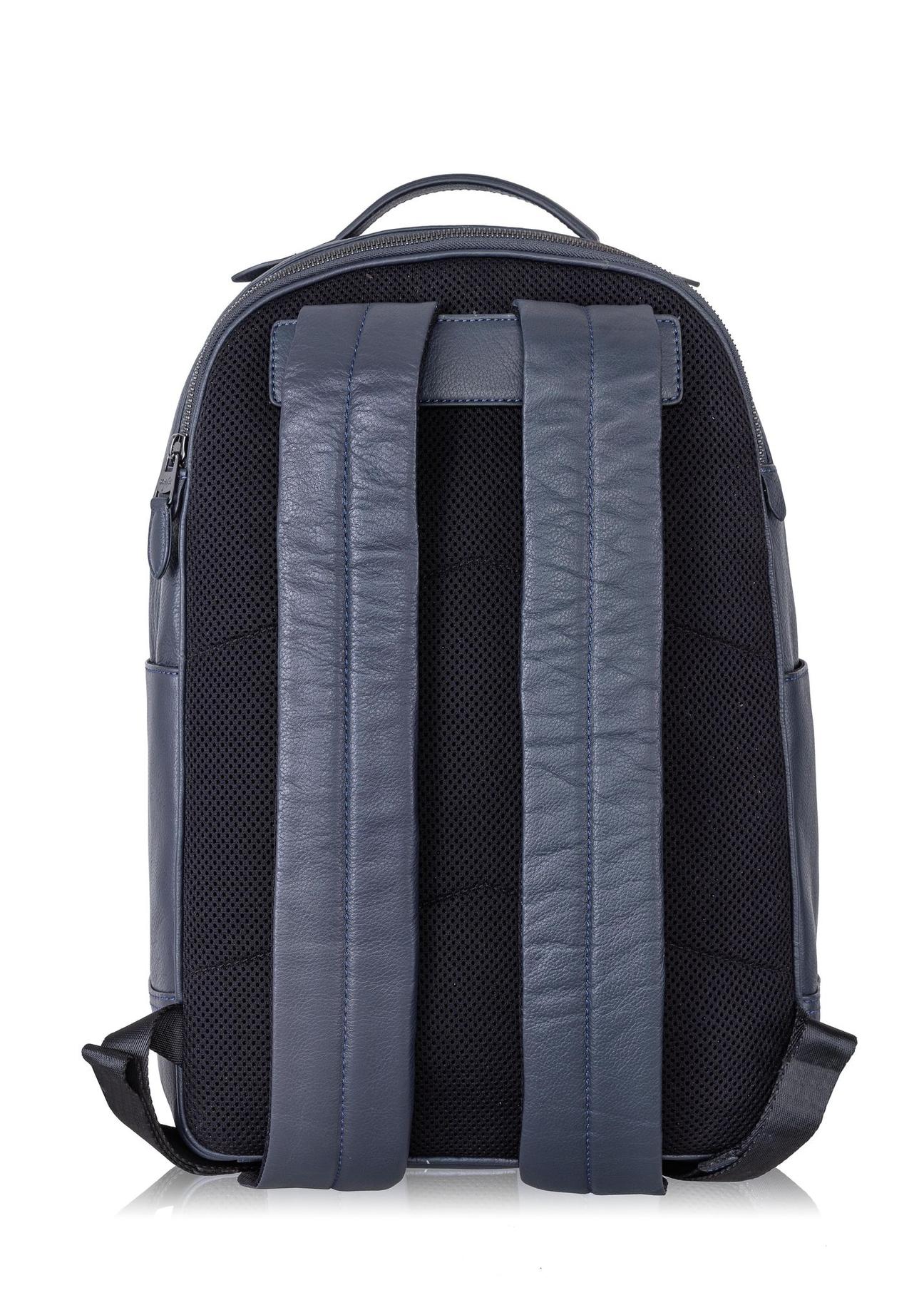 Navy blue leather men's backpack PLCMS-0018-69(W24)-03