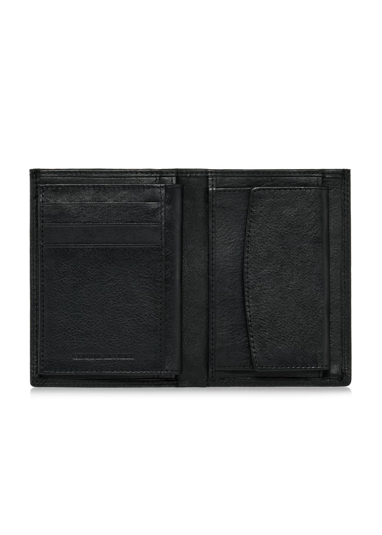 Black leather unbuttoned men's wallet PORMS-0550-99(W24)-03