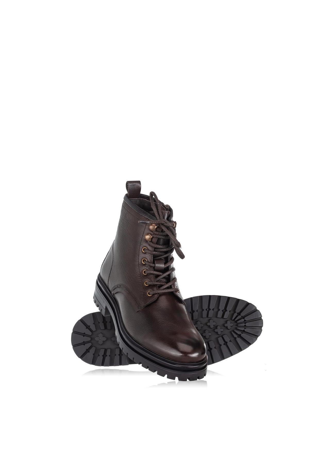 Brown leather men's boots BUTYM-0402B-89(Z24)-03