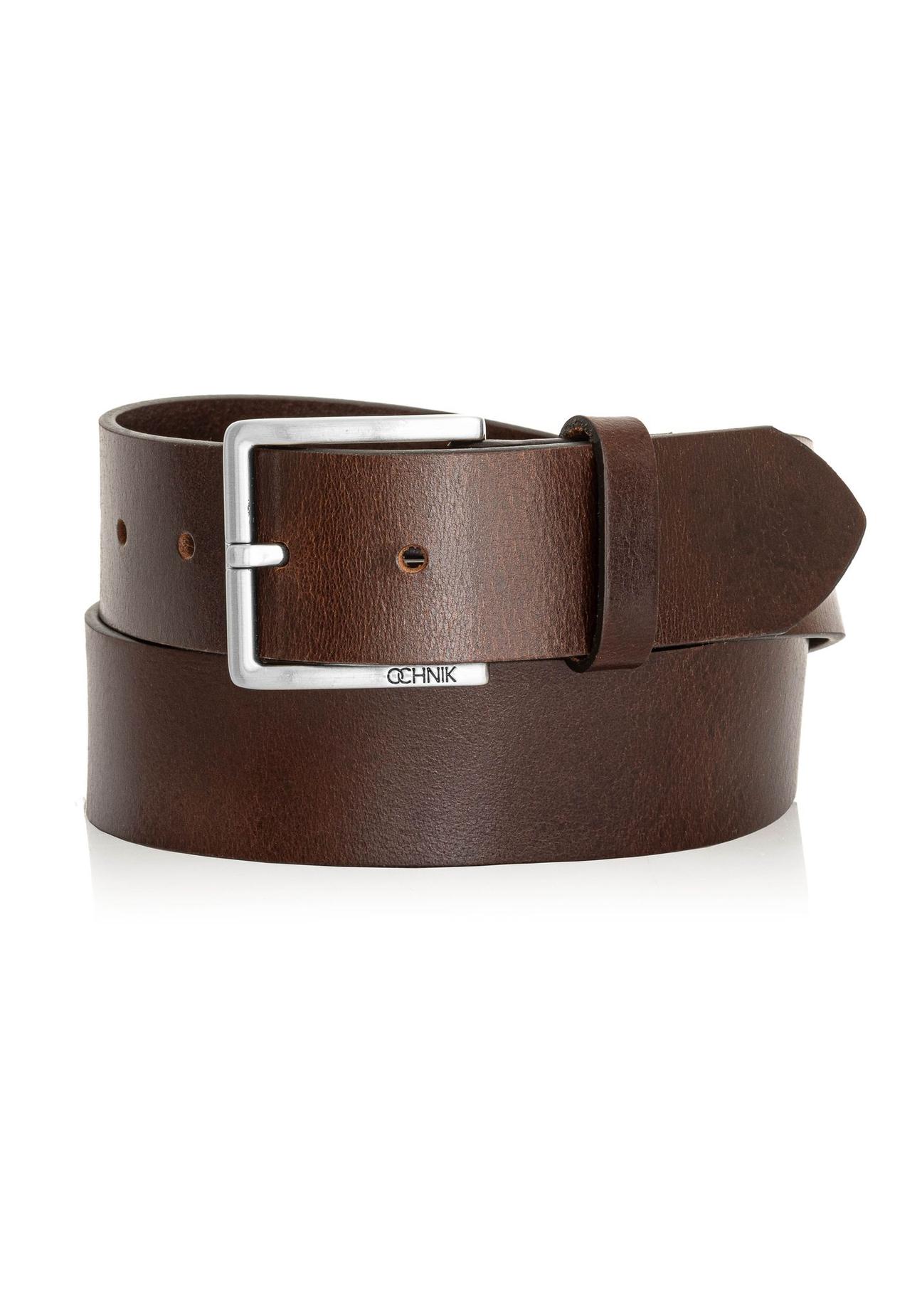 Brown leather men's belt PASMS-0257-89(Z24)-01