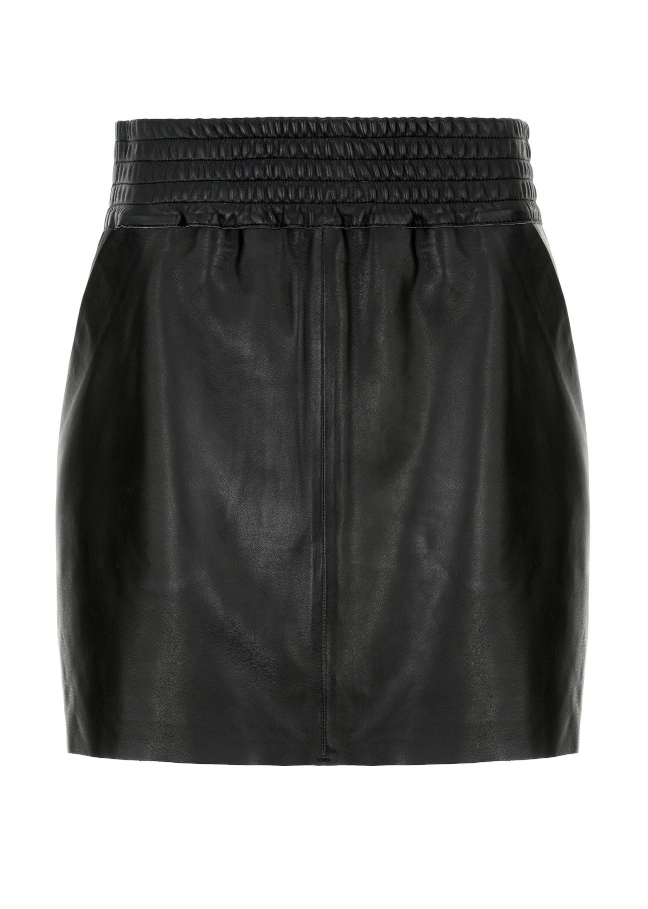 Women's black leather skirt SPCDS-0064-5426(Z24)-04