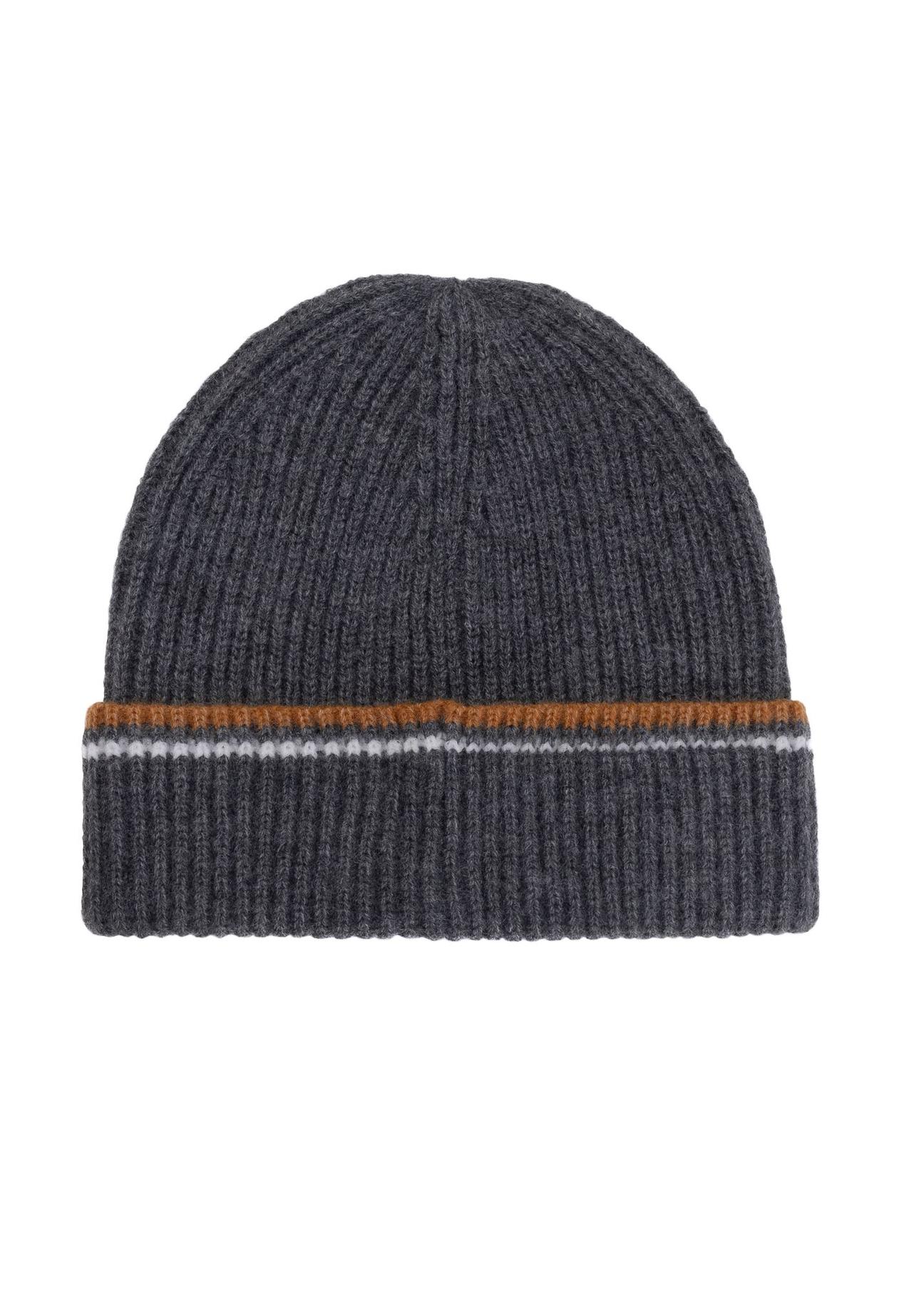 Gray men's winter hat CZAMT-0075-91(Z24)-02