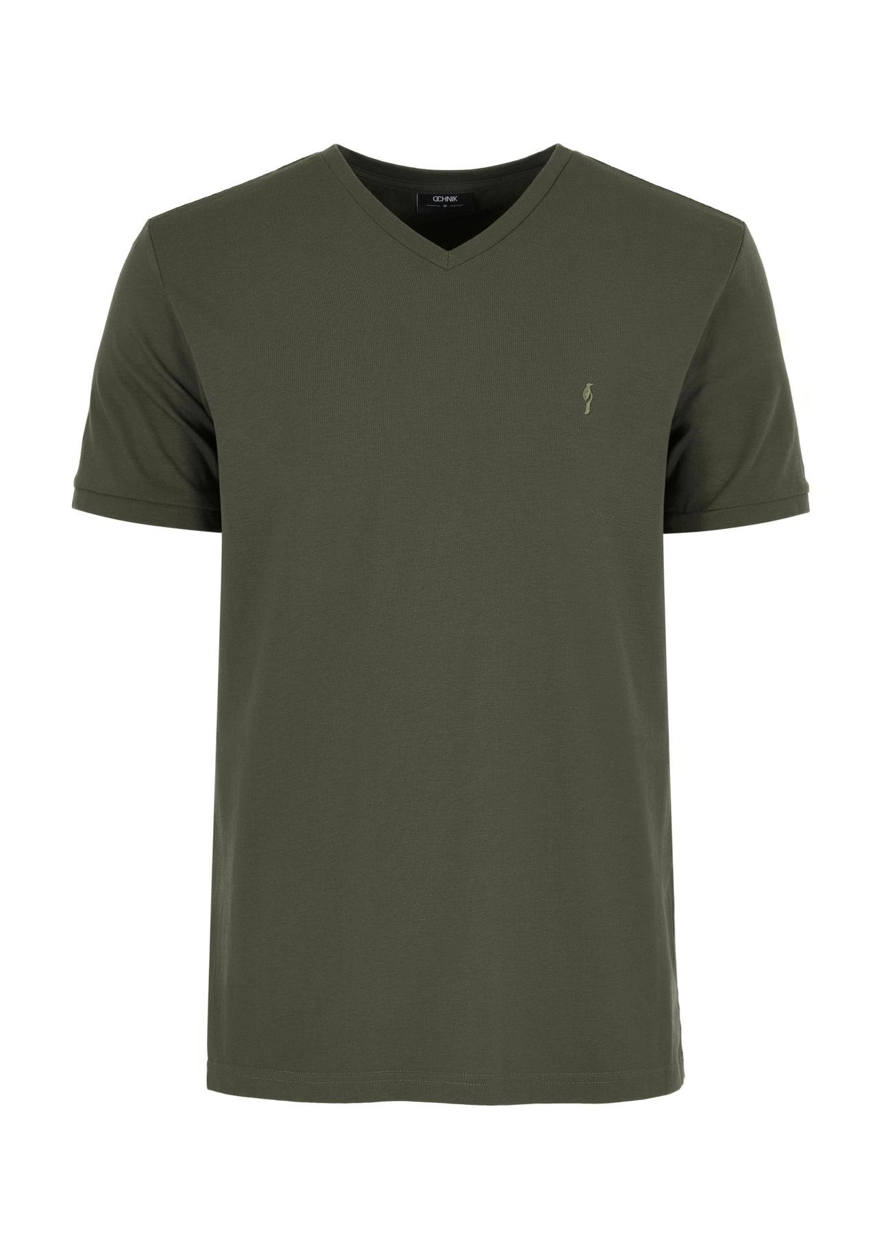 Khaki basic Men's logo T-shirt TSHMT-0088-55(W24)-04