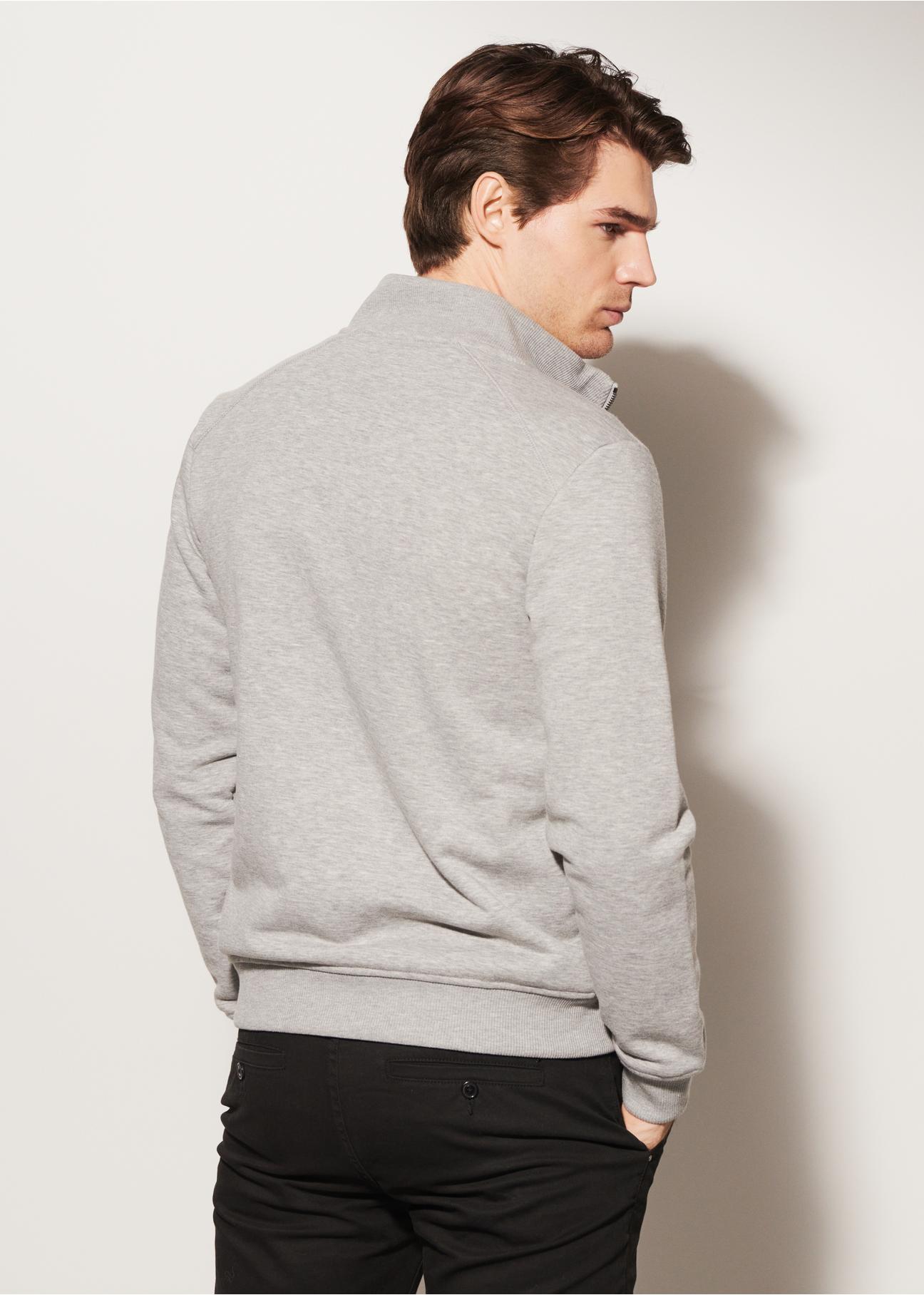 Grey men's zip-up sweatshirt BLZMT-0044-91(W23)-03