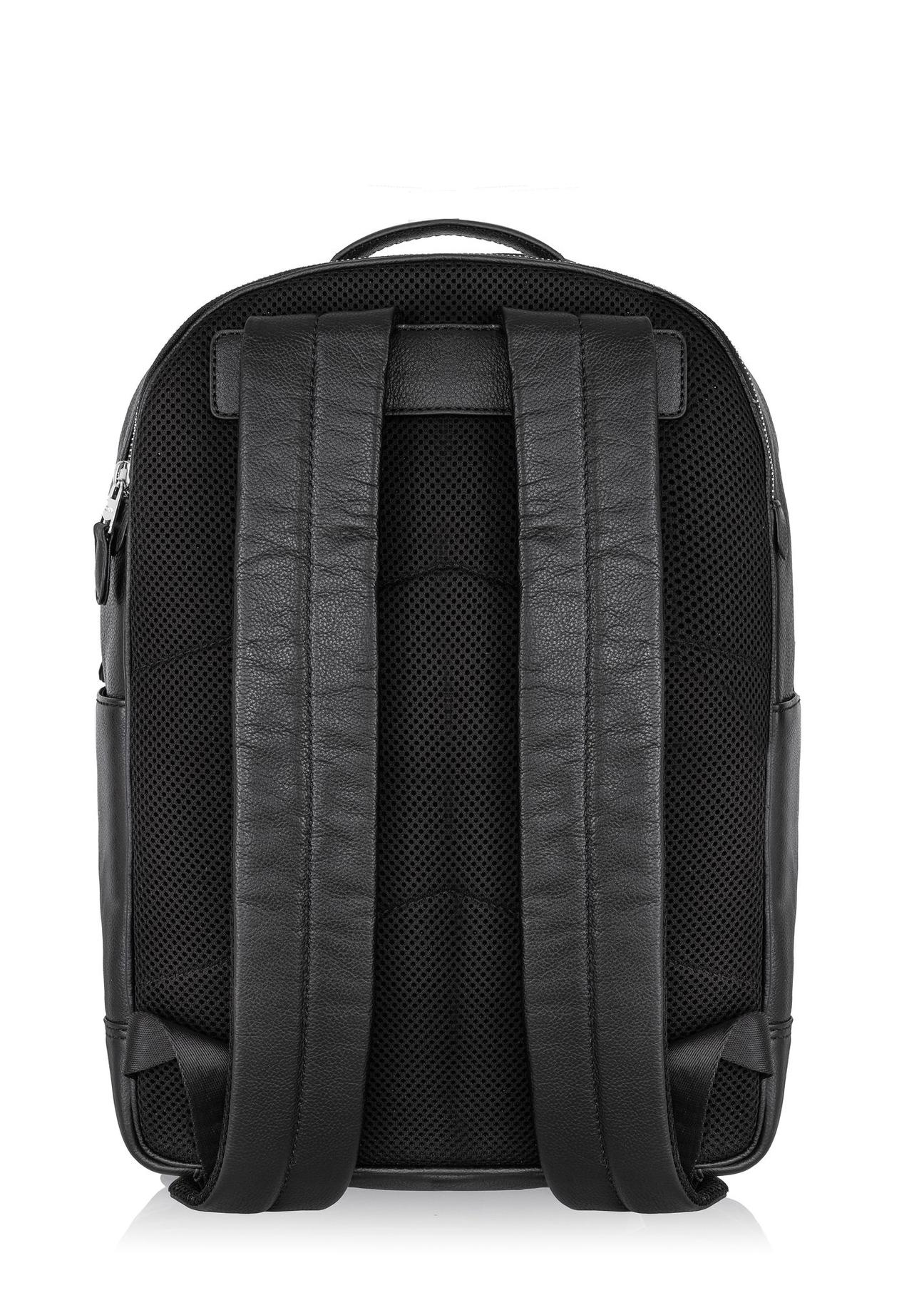 Black leather men's backpack PLCMS-0018-99(W24)-03