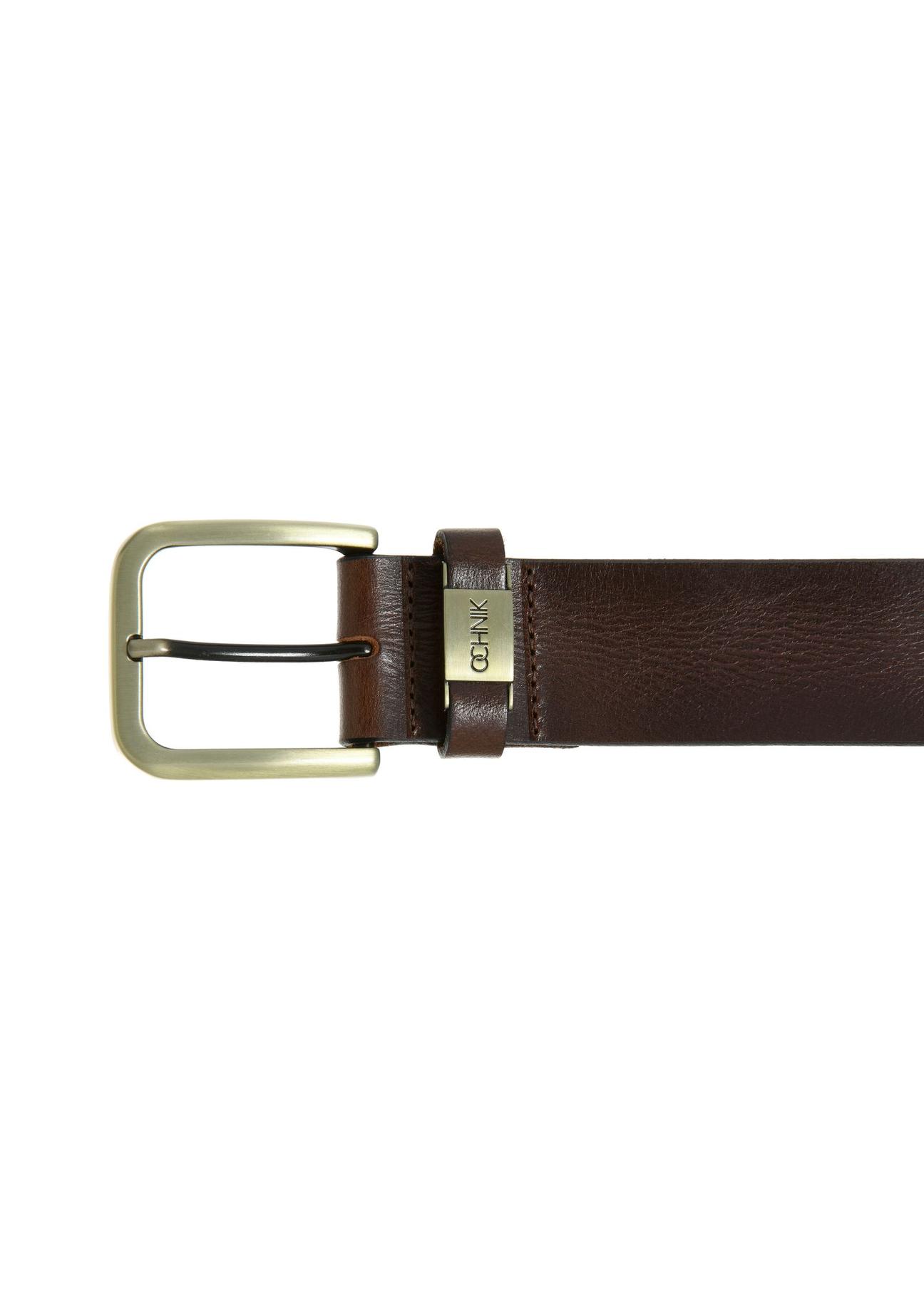 Brown leather men's belt PASMS-0129C-89(W24)-03