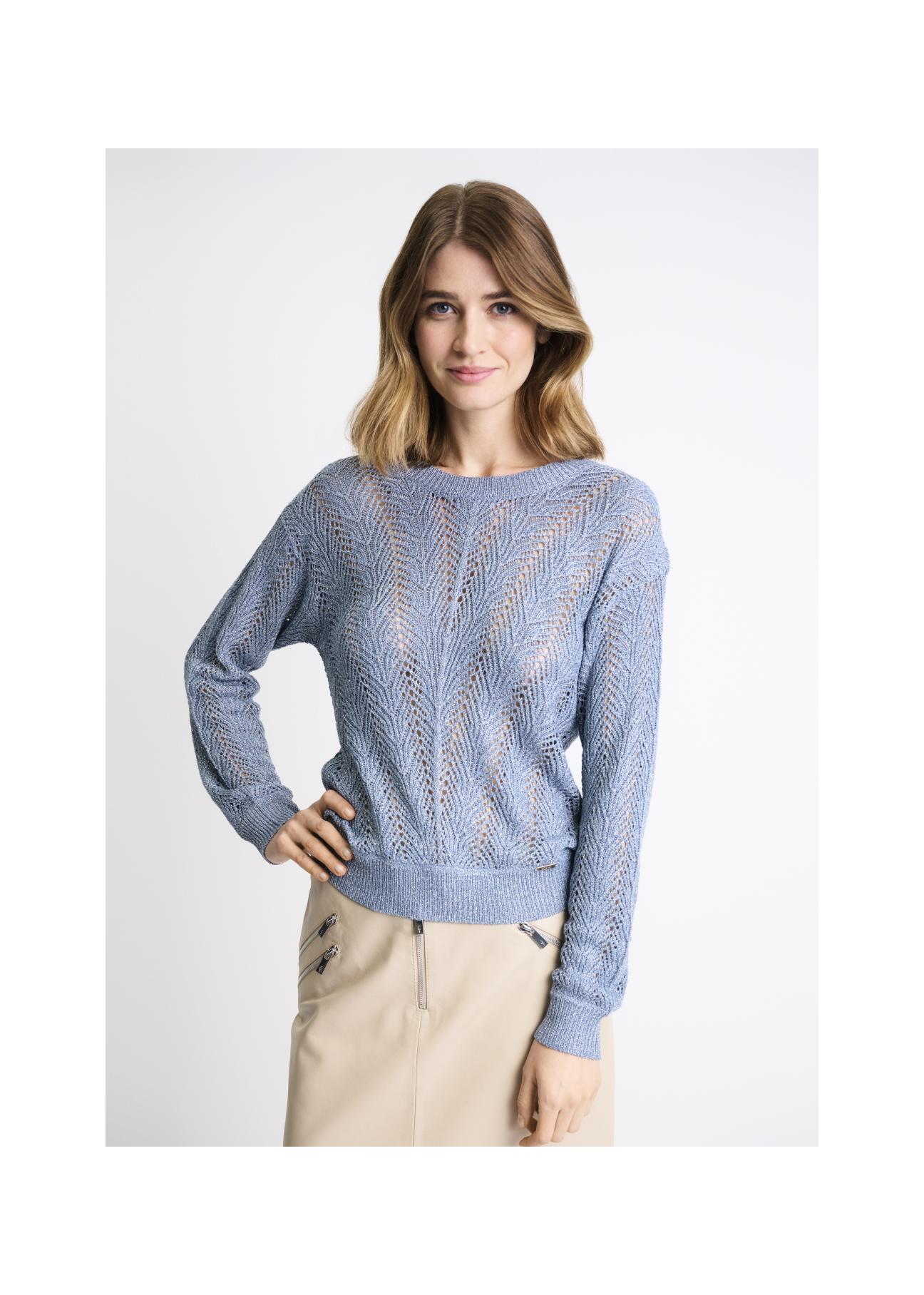 Blue openwork women's sweater SWEDT-0159-61(W22)-01