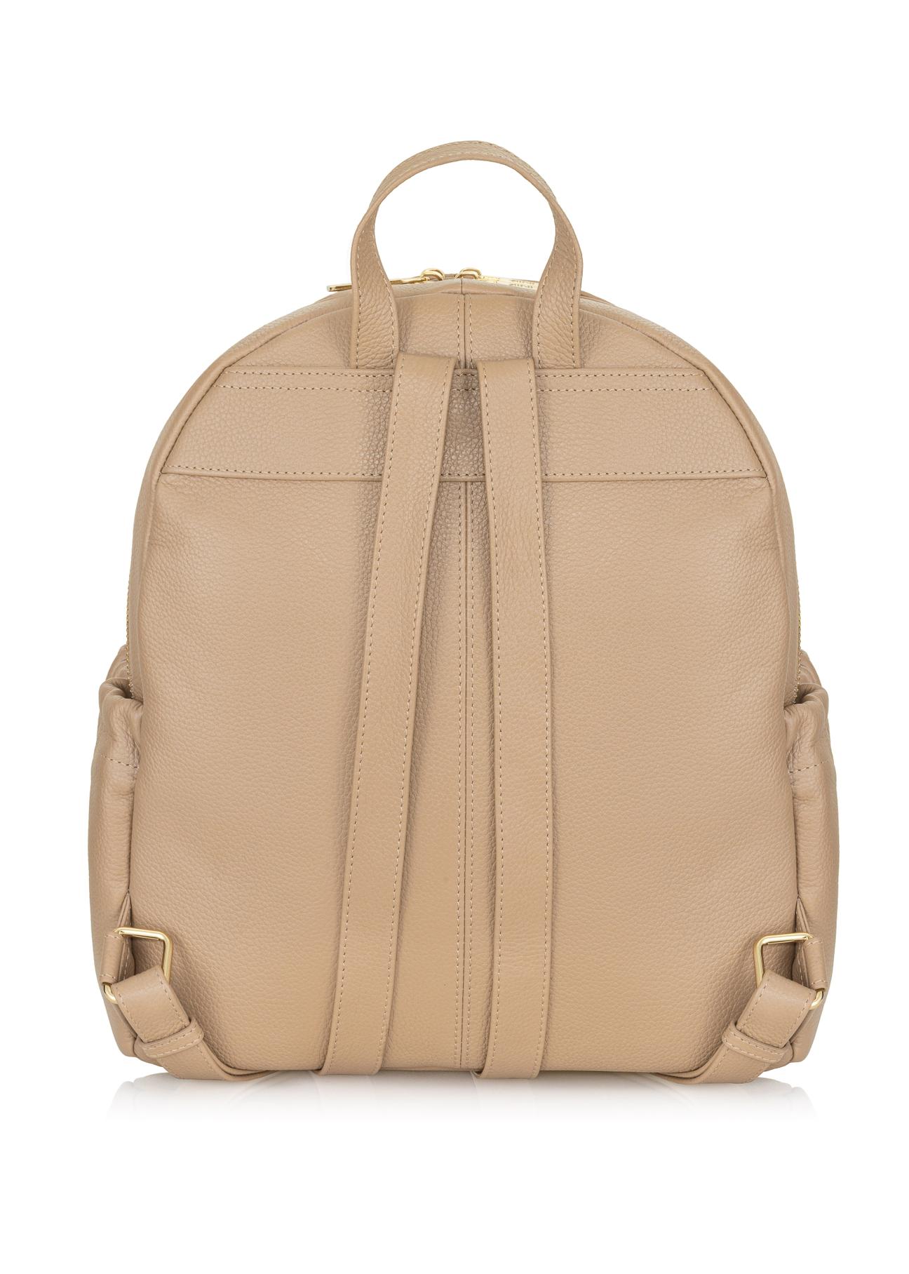 Beige leather women's backpack TORES-0914-81(W23)-03